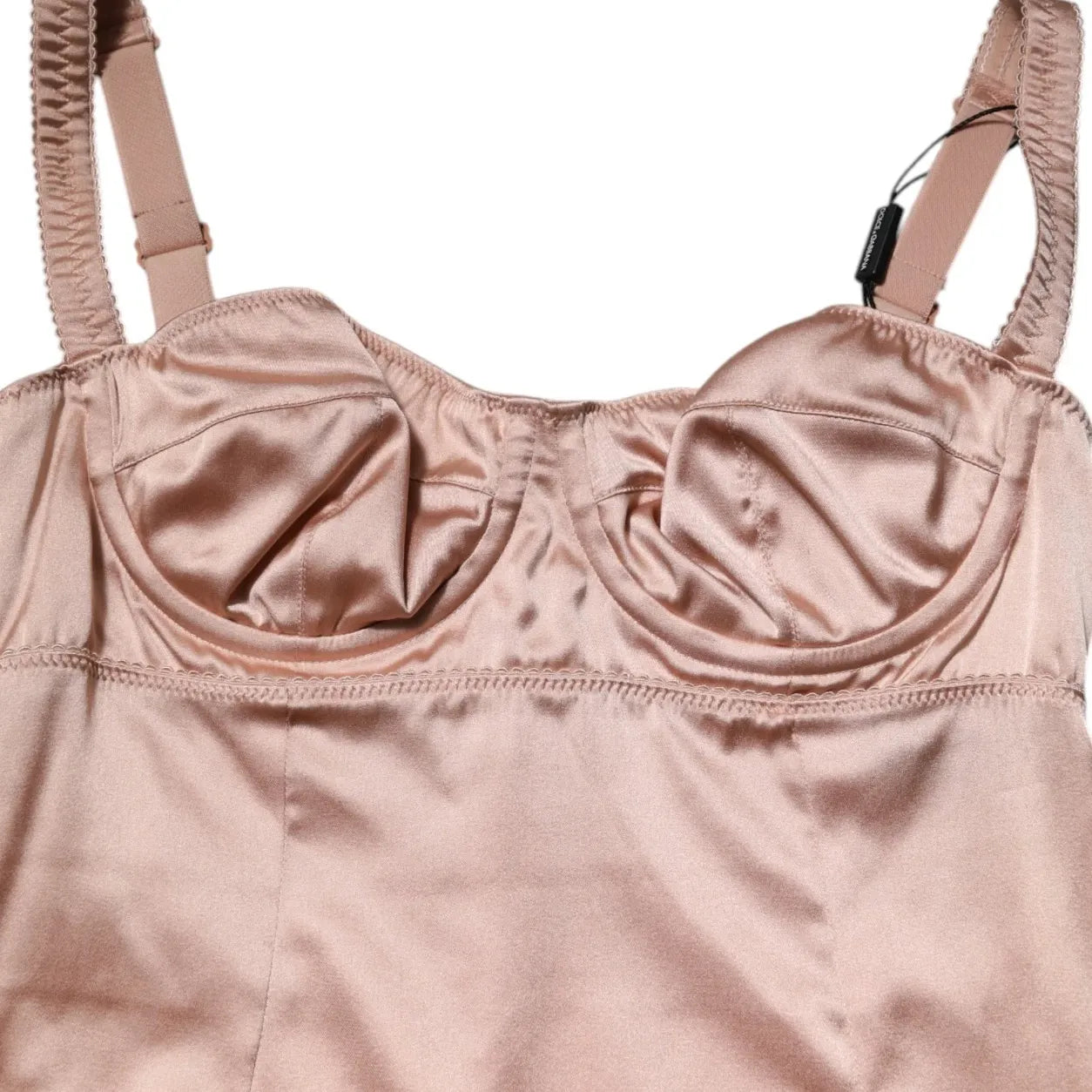 Dolce & Gabbana Blush Pink Silk Satin Bustier Midi Bodycon Dress
