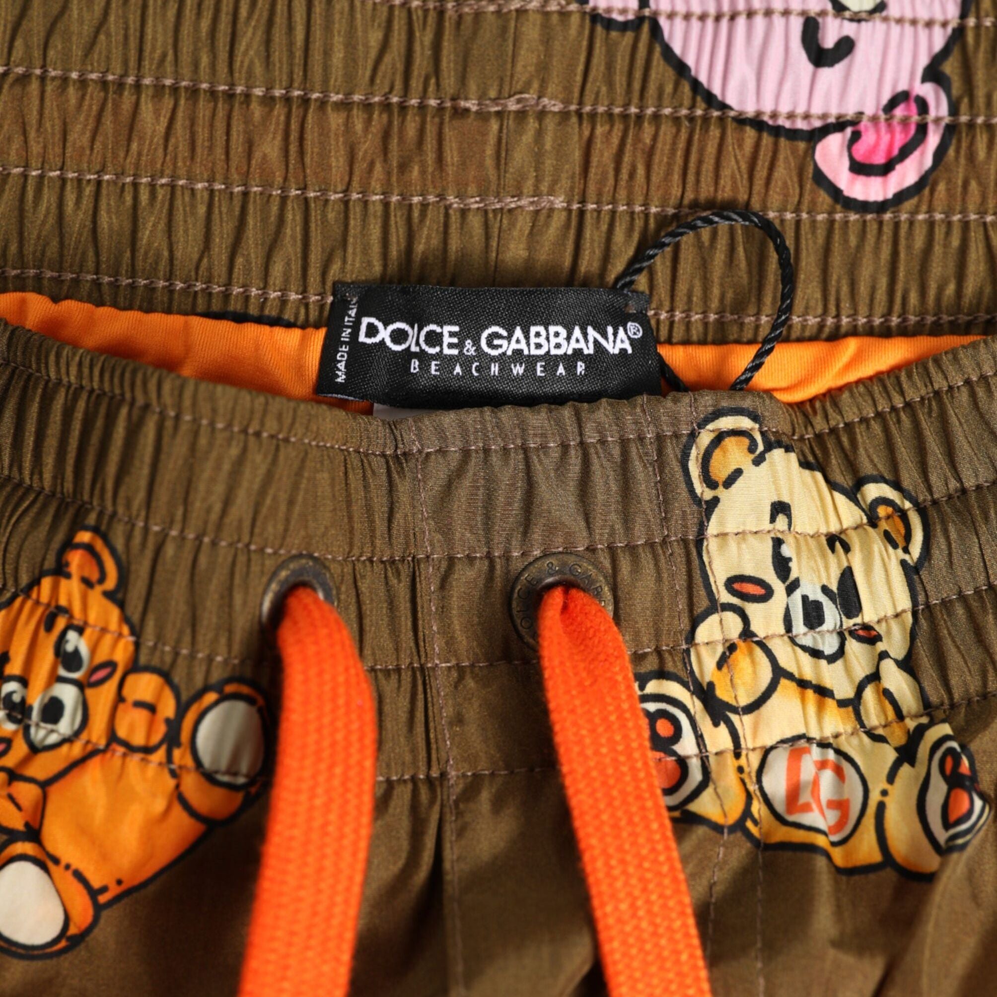 Dolce & Gabbana Brown Multicolor Teddy Bear Men Shorts Swimwear
