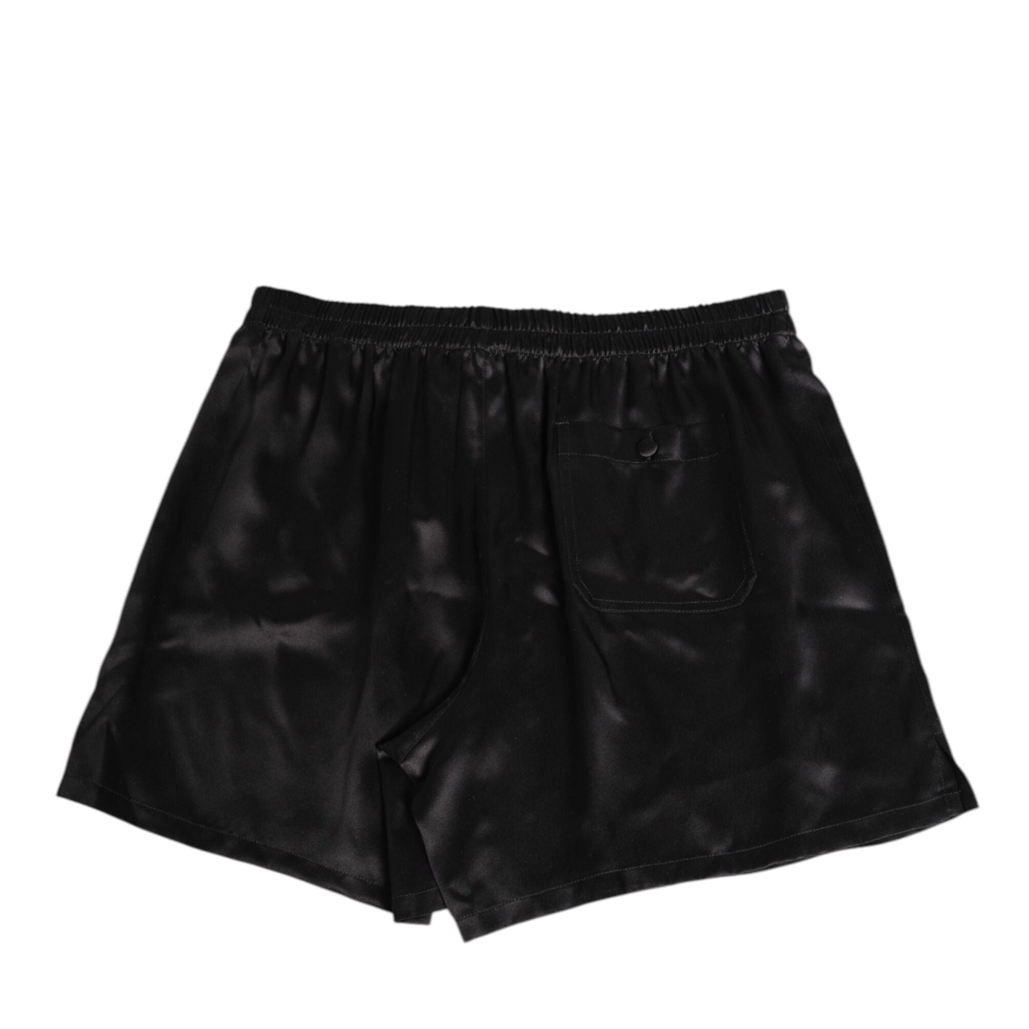 Dolce & Gabbana Black Silk Satin Elastic Men Boxer Short Swimwear