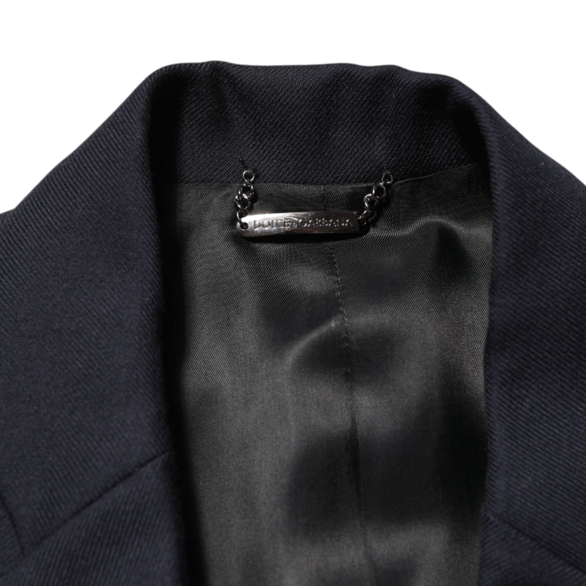 Dolce & Gabbana Dark Blue Wool Men Jacket Coat Blazer Suit