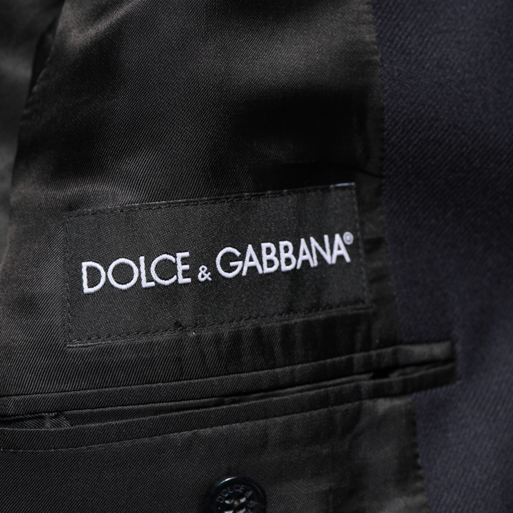 Dolce & Gabbana Dark Blue Wool Men Jacket Coat Blazer Suit