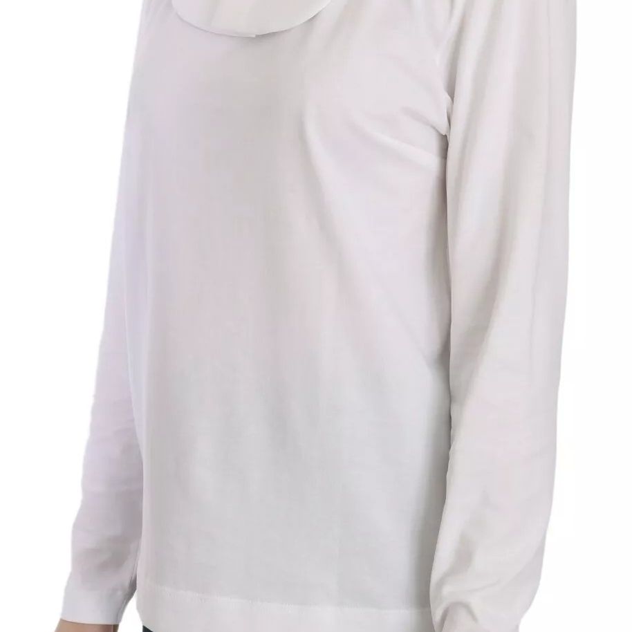 Dolce & Gabbana White Cotton Longsleeve Collared Blouse