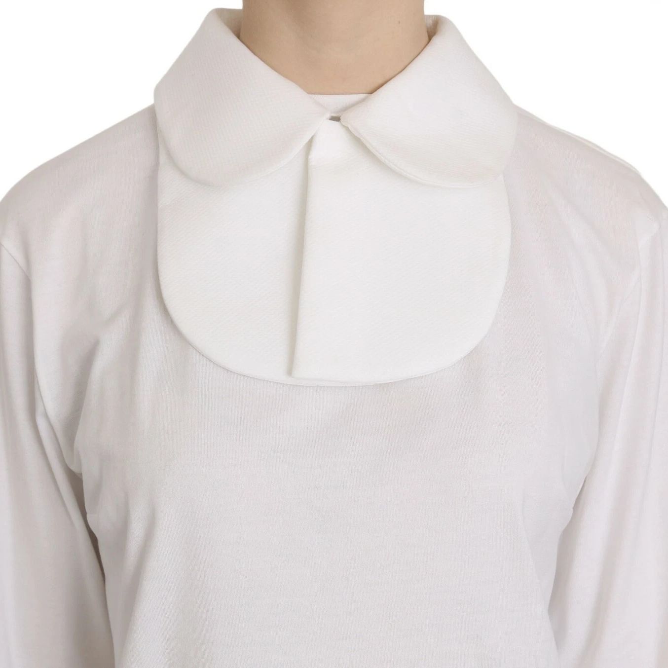 Dolce & Gabbana White Cotton Longsleeve Collared Blouse