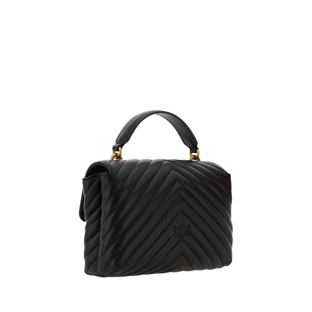 PINKO Black Calf Leather Bos Taurus Handbag