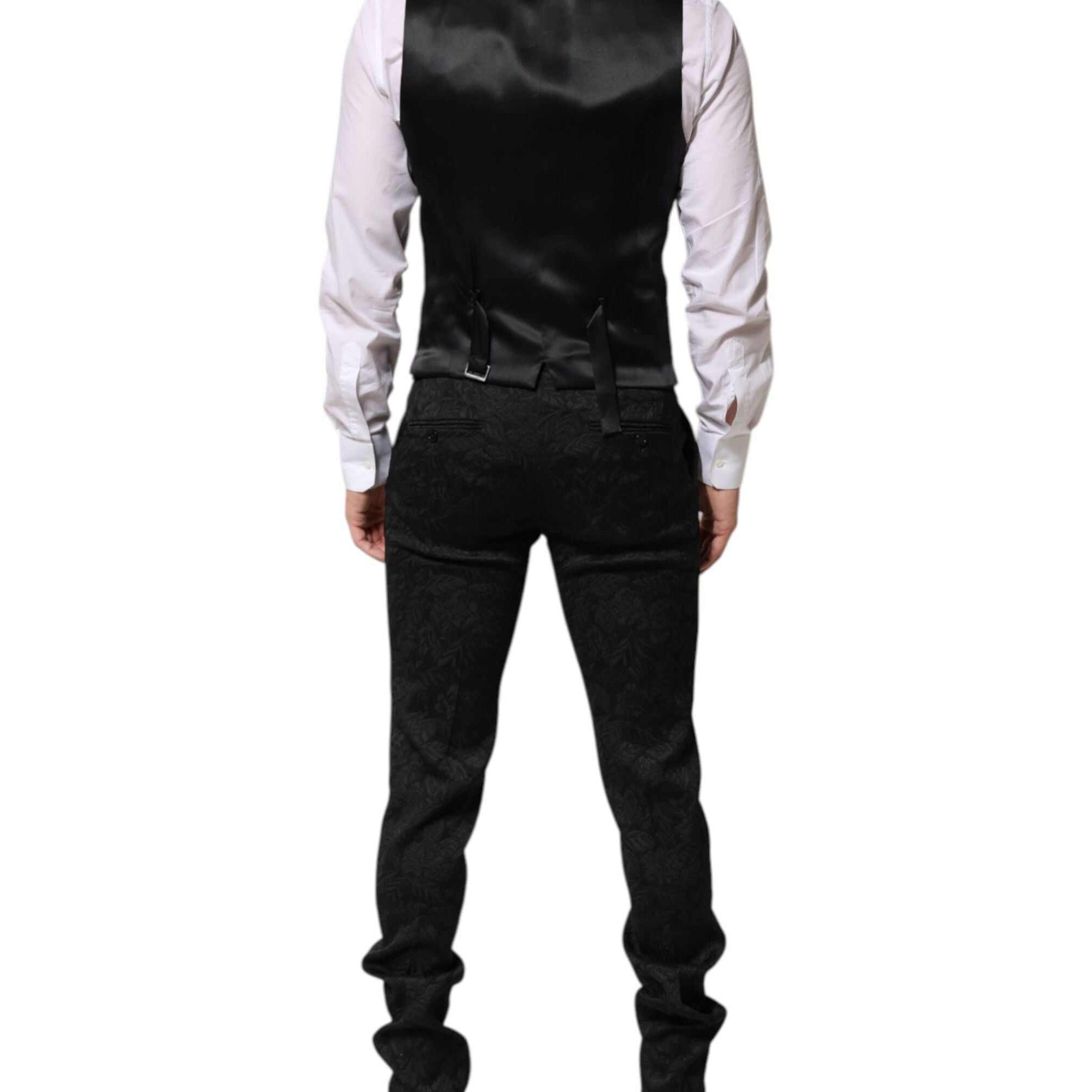 Dolce & Gabbana Black 3 Piece Brocade Jacquard Suit MARTINI