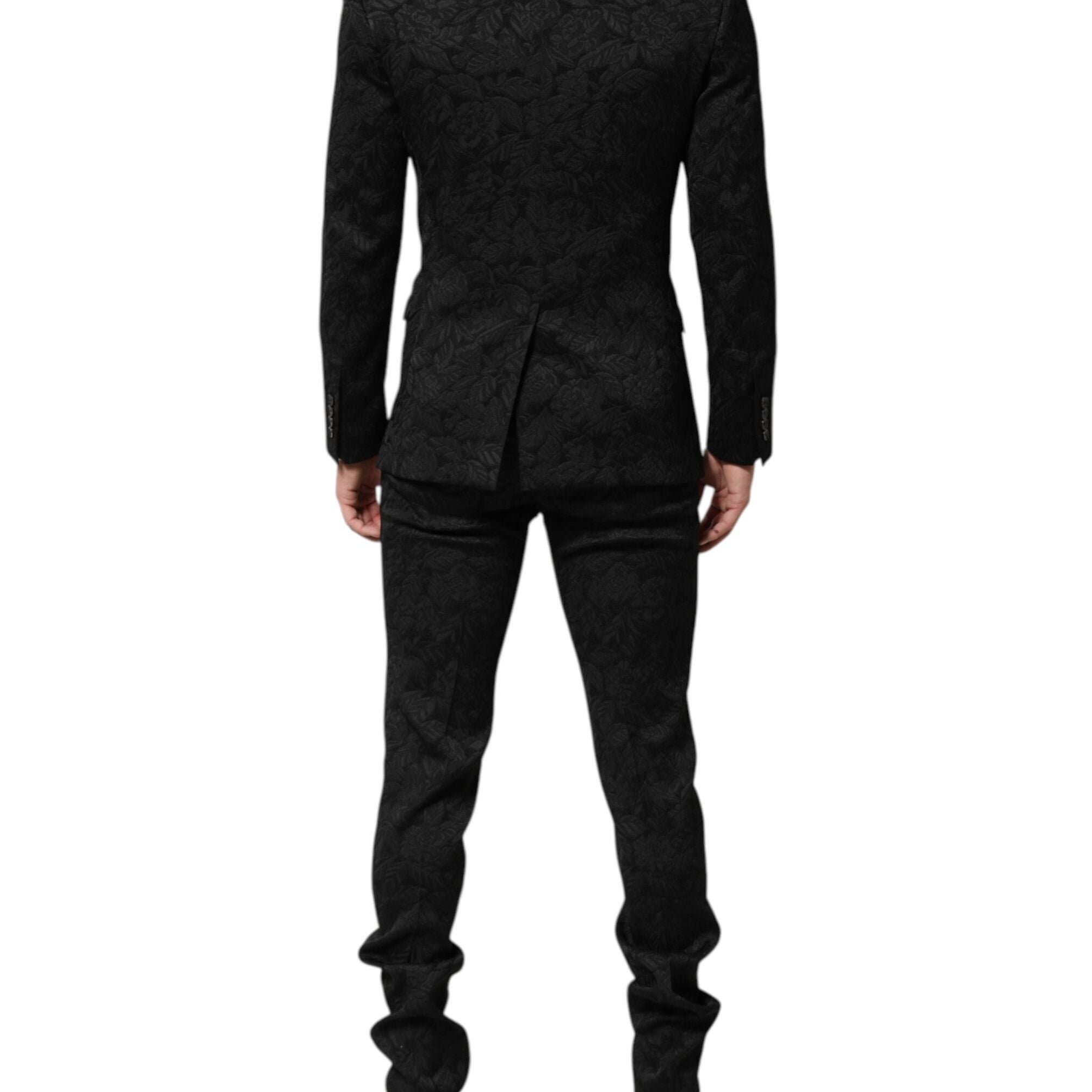 Dolce & Gabbana Black 3 Piece Brocade Jacquard Suit MARTINI