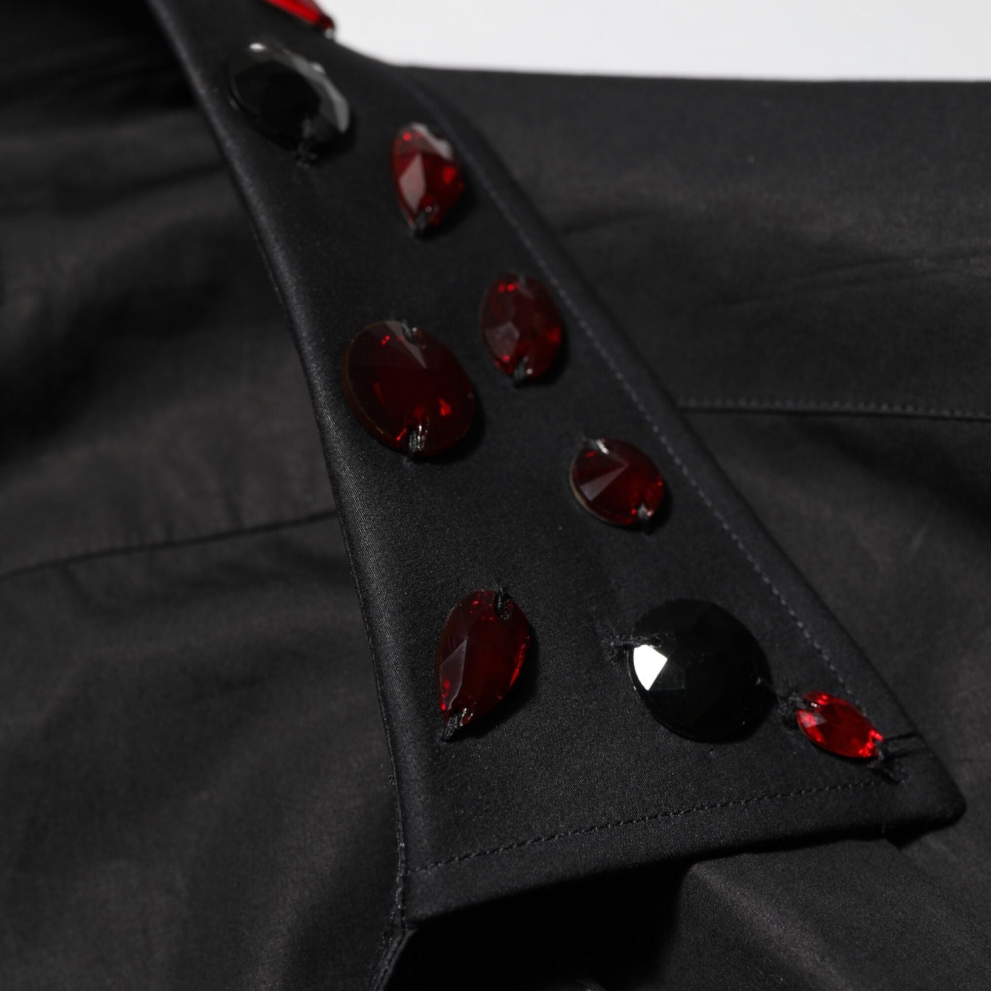 Dolce & Gabbana Black Cotton Embellished Collar Men’s Shirt