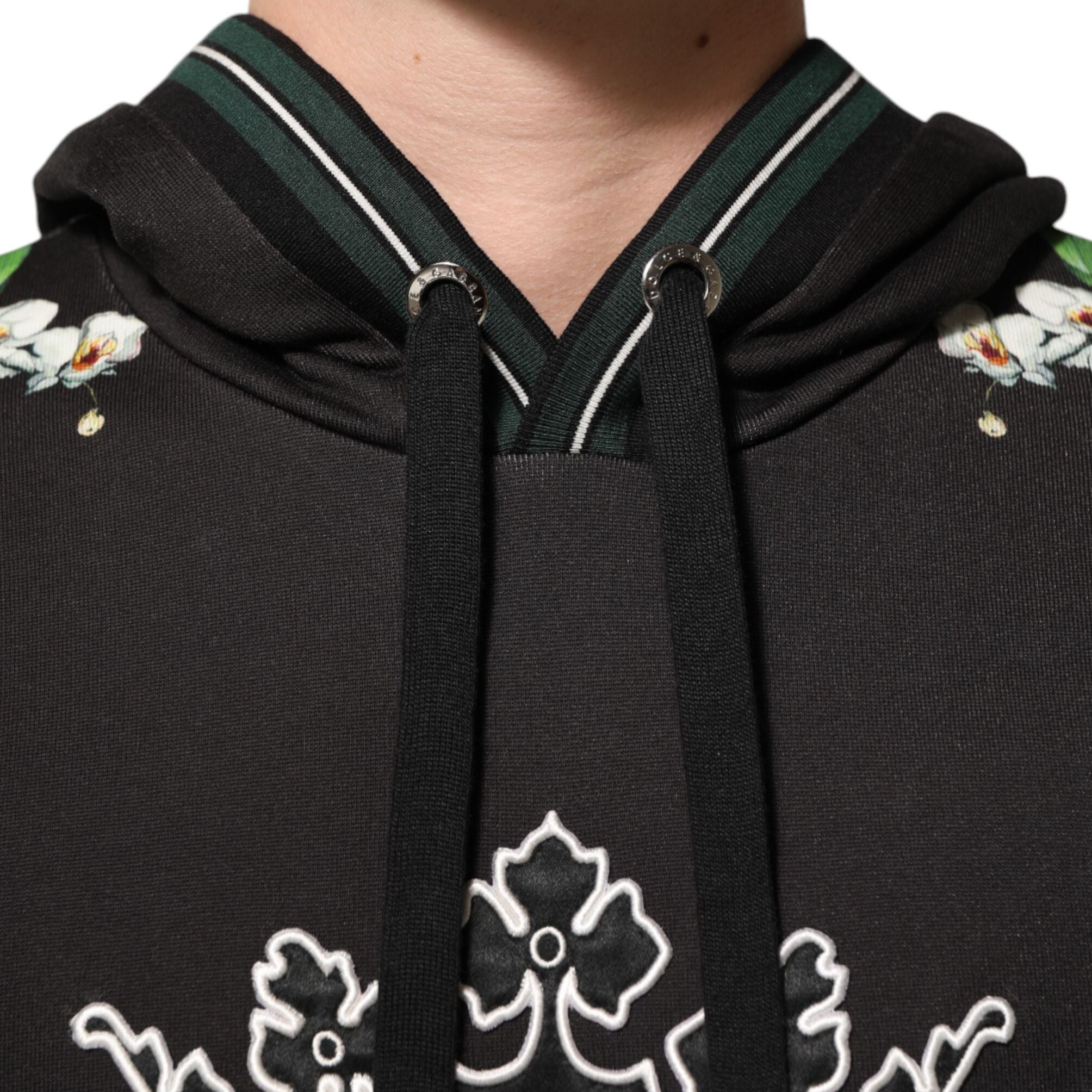 Dolce & Gabbana KING Black Orchid Floral Crown Logo Hoodie Sweater