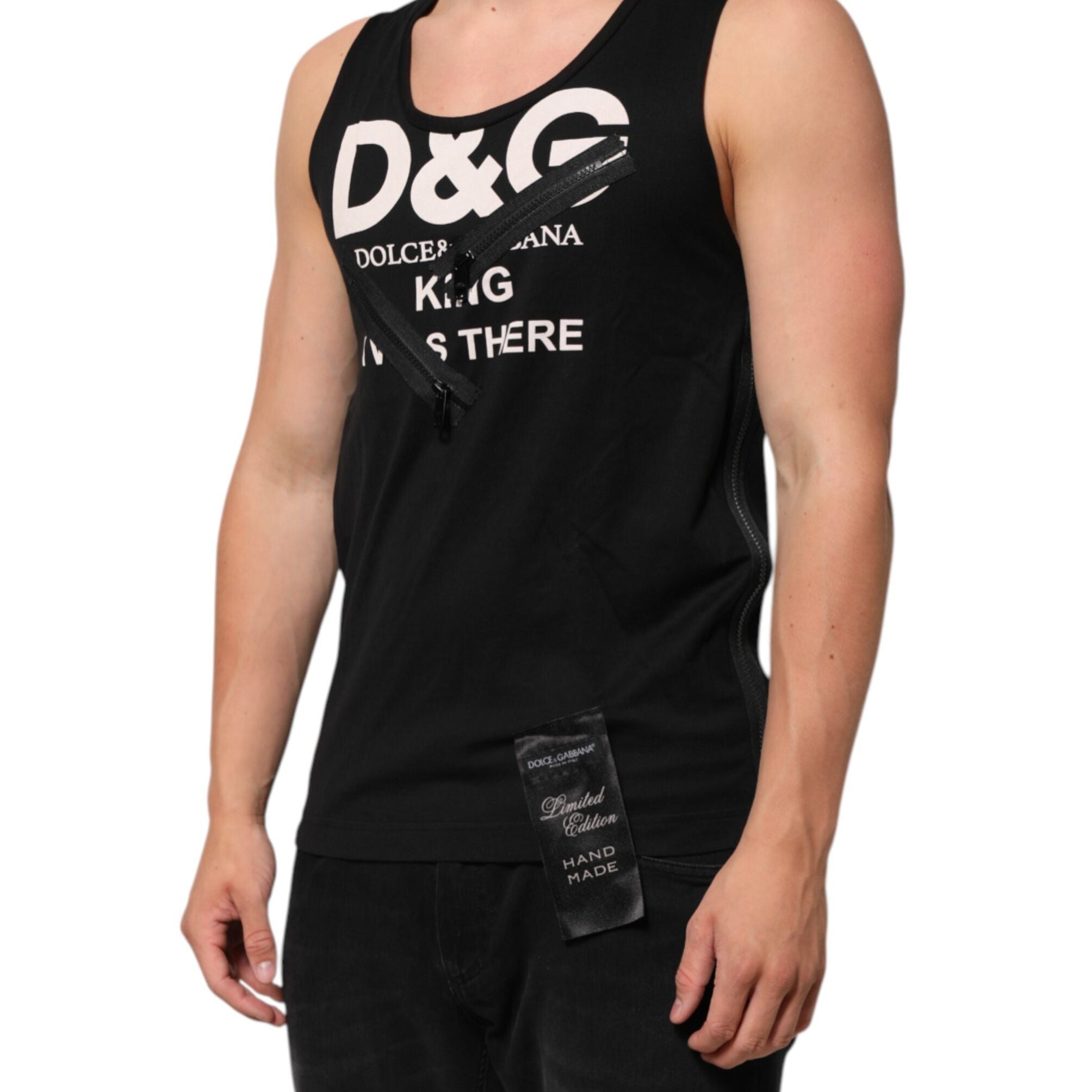 Dolce & Gabbana Black Cotton Sleeveless Tank Top DG Logo Men T-shirt