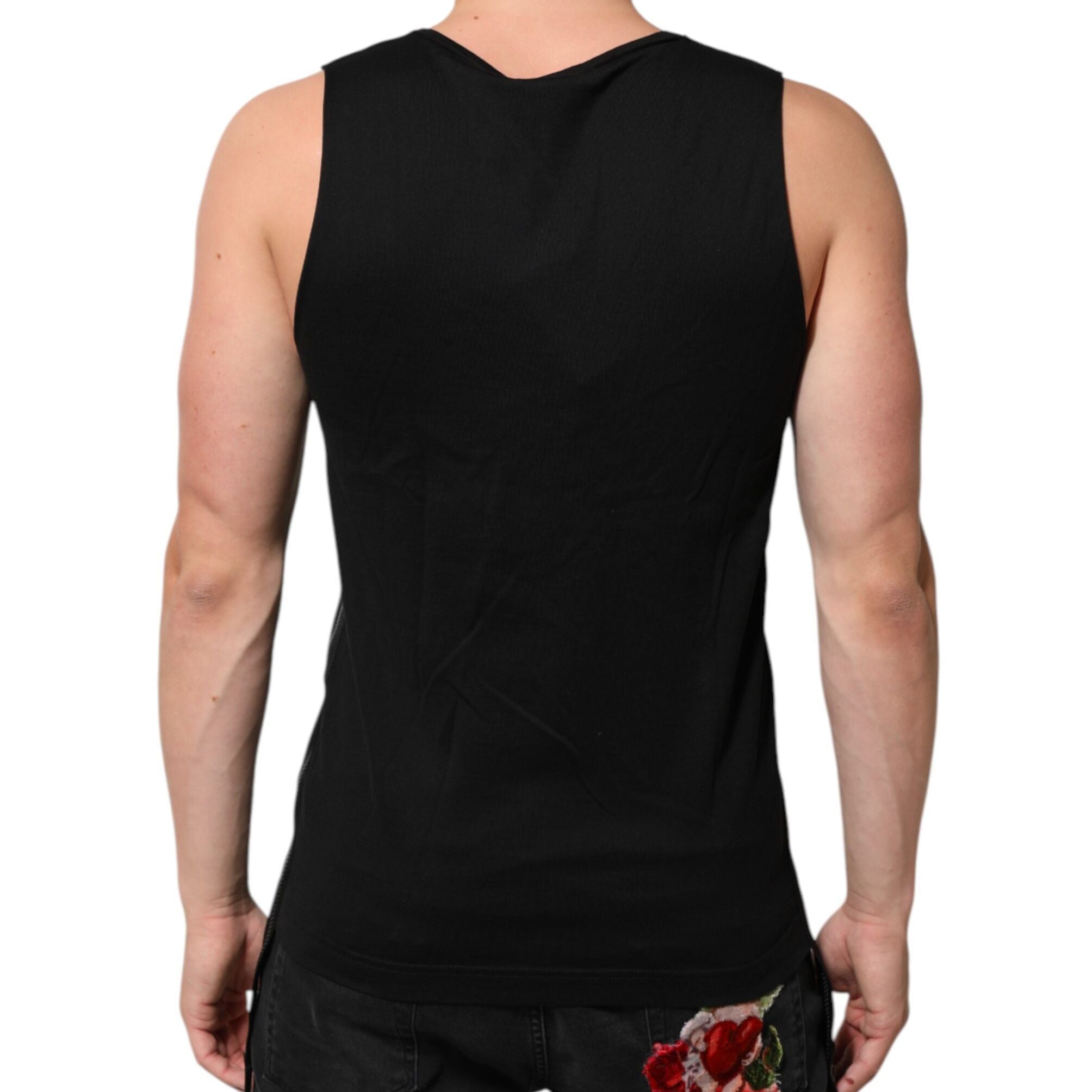 Dolce & Gabbana Black Cotton Sleeveless Tank Top DG Logo Men T-shirt