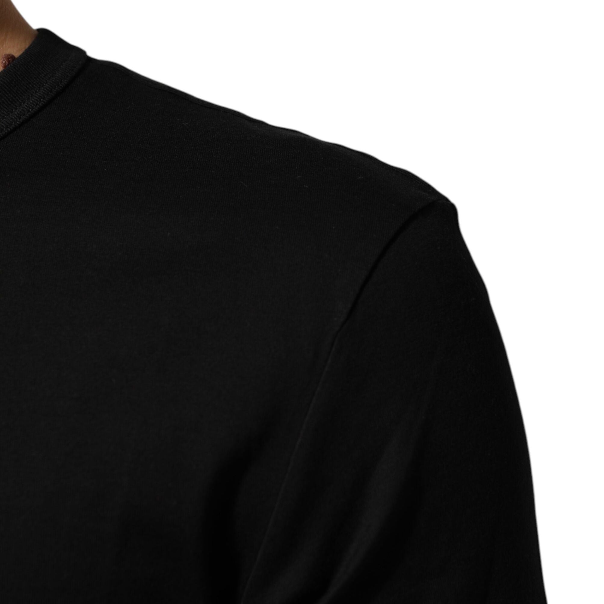 Dolce & Gabbana Black Cotton Velvet Logo Print Men T-shirt