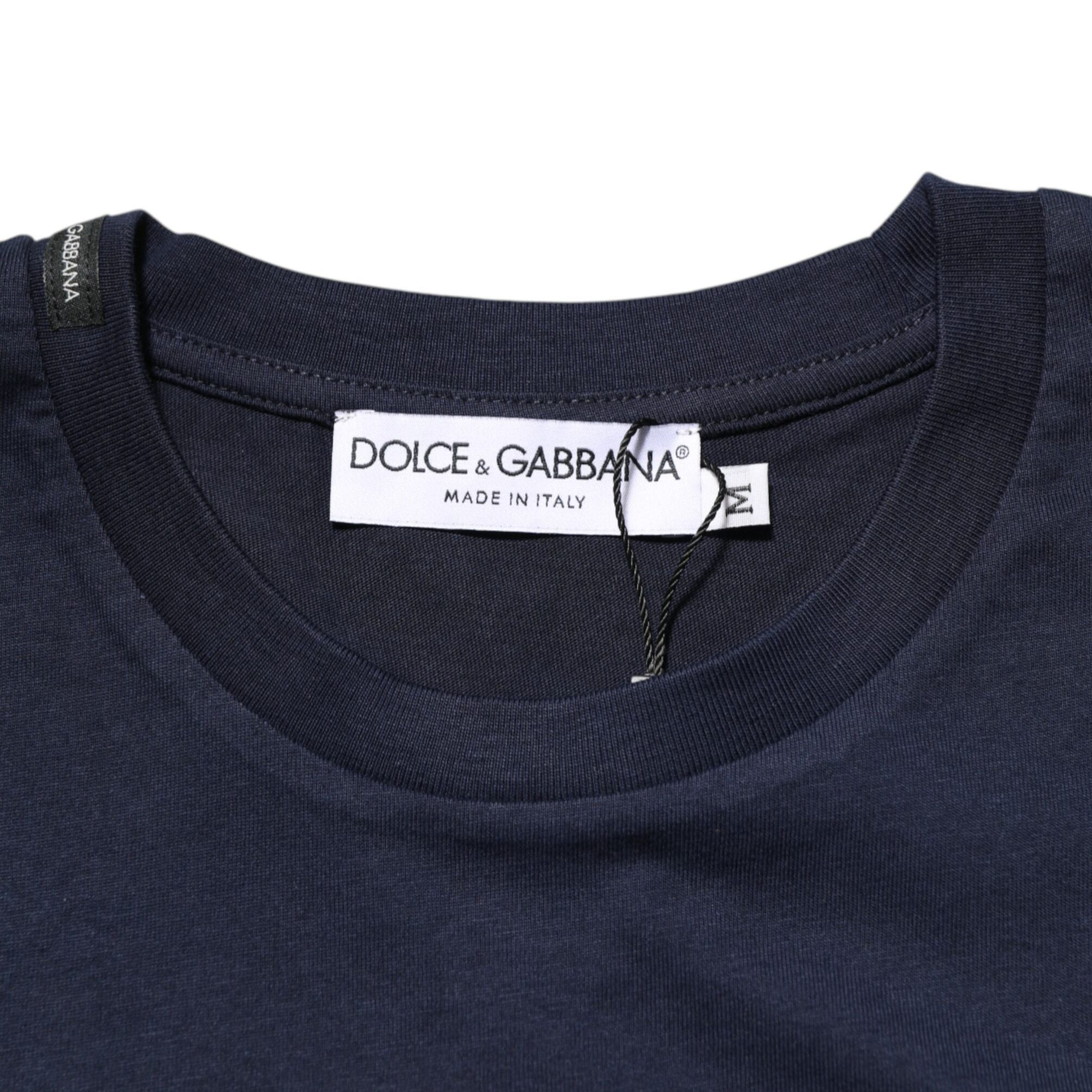 Dolce & Gabbana Dark Blue Cotton DG Logo Print Men’s Top T-shirt