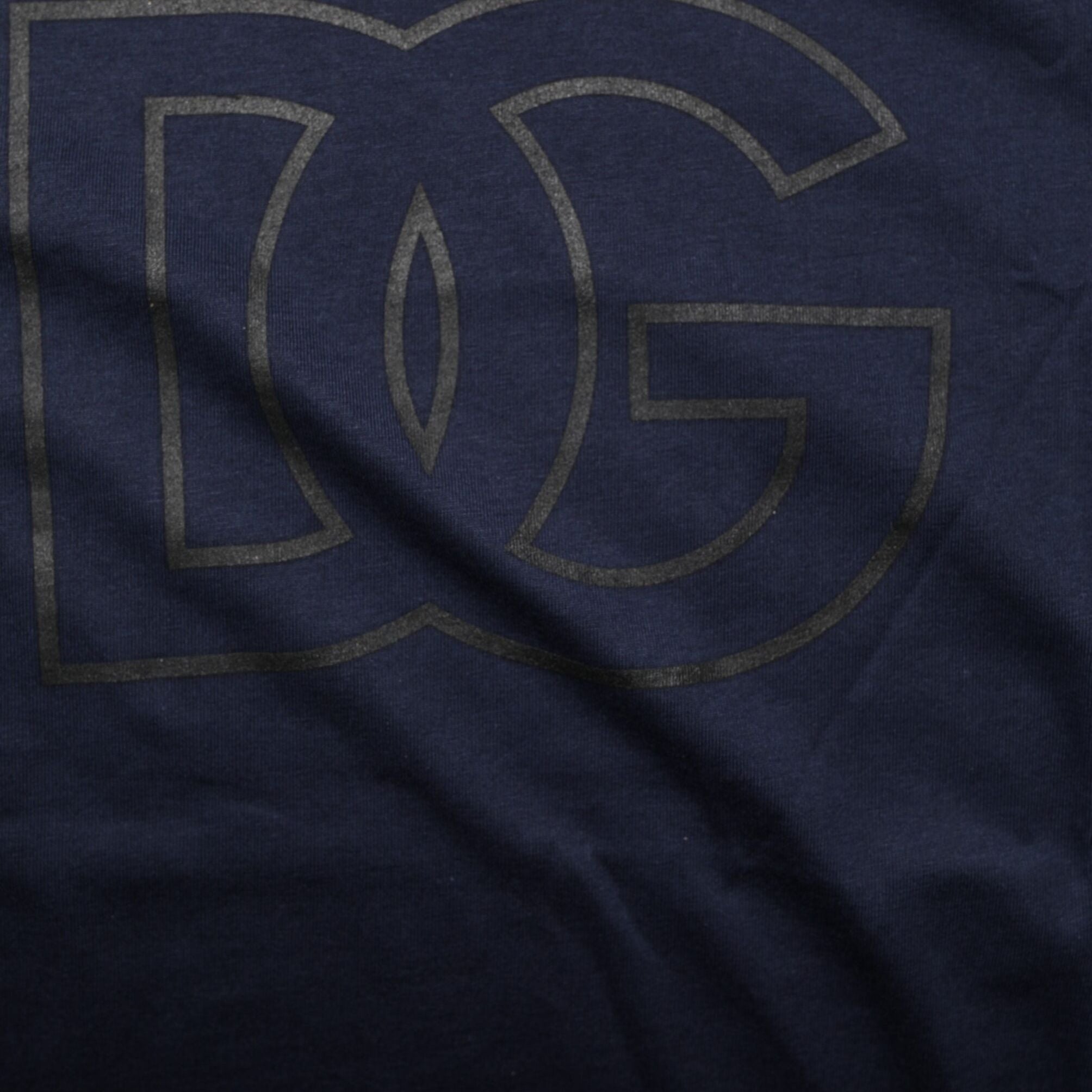 Dolce & Gabbana Dark Blue Cotton DG Logo Print Men’s Top T-shirt