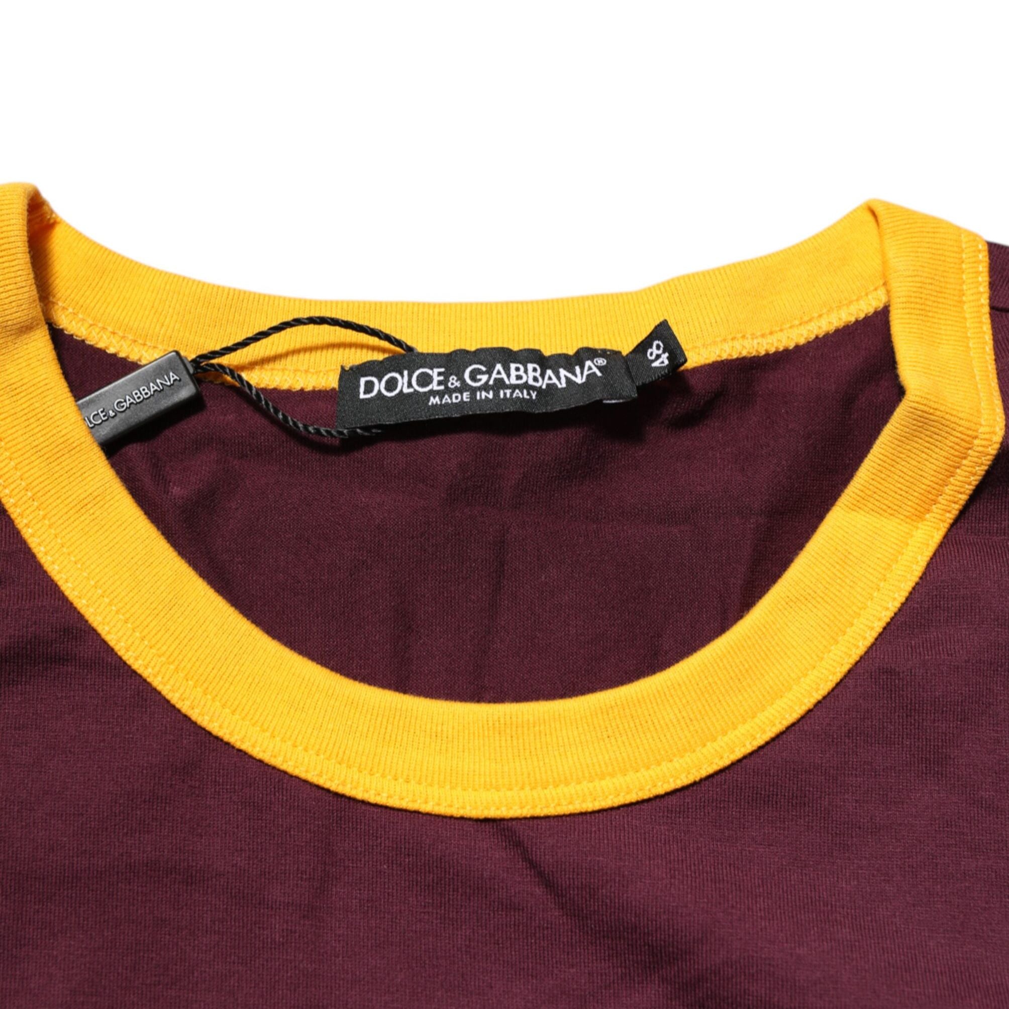 Dolce & Gabbana Burgundy Cotton DG Super King Logo T-Shirt