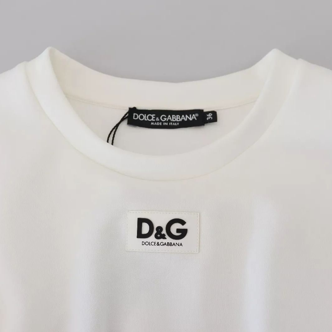 Dolce & Gabbana White Cotton Corset Stretch Top  T-shirt