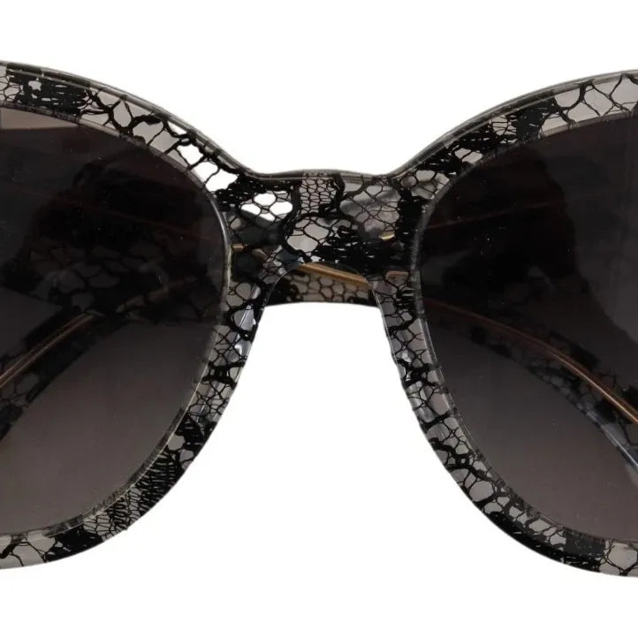 Dolce & Gabbana DG4190 Black Lace Acetate Crystal Round Sunglasses