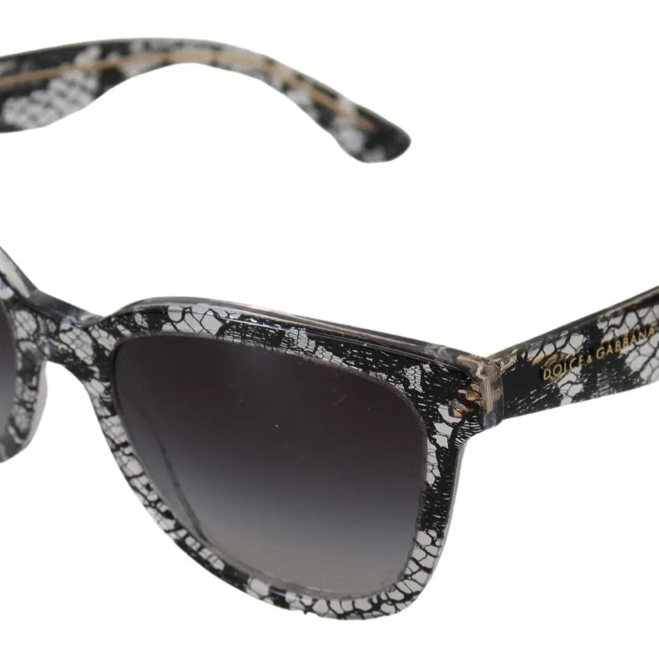 Dolce & Gabbana DG4190 Black Lace Acetate Crystal Round Sunglasses