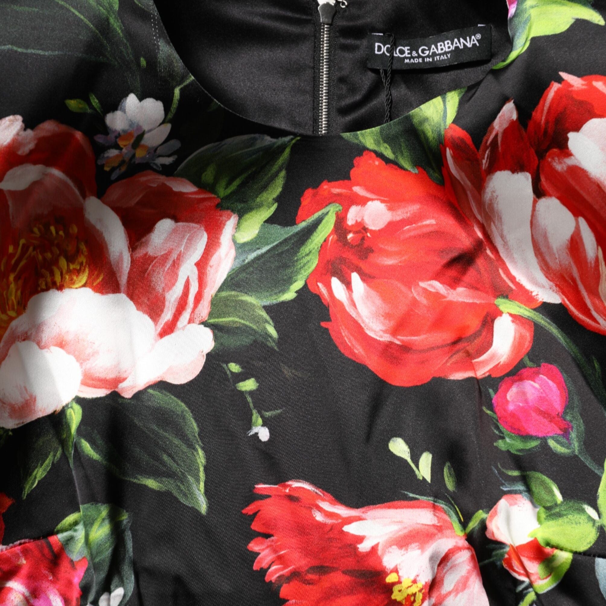 Dolce & Gabbana Black Floral Fiori Pittorici Mini Bodycon Dress