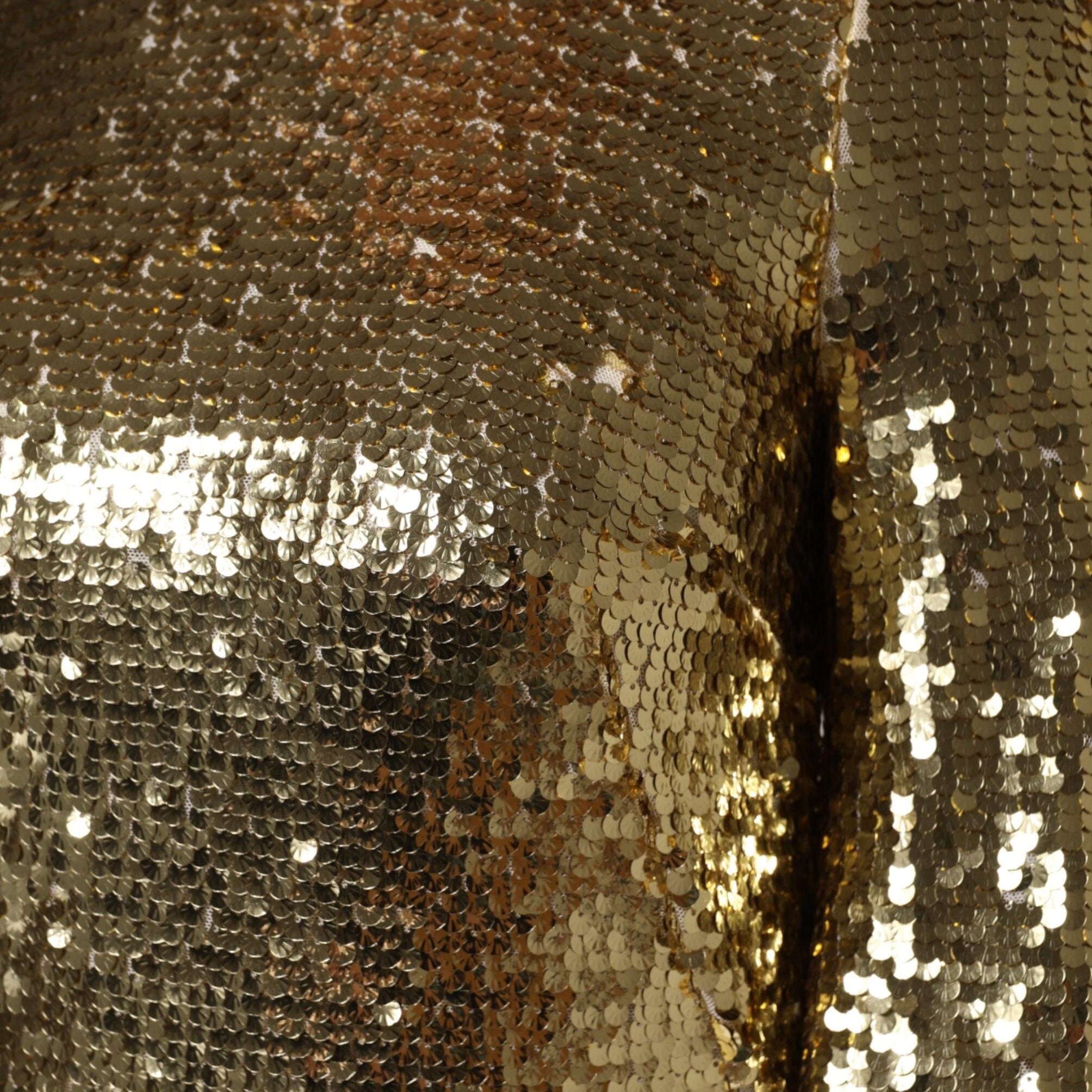 Dolce & Gabbana Gold Sequin Long Sleeve Mini Dress