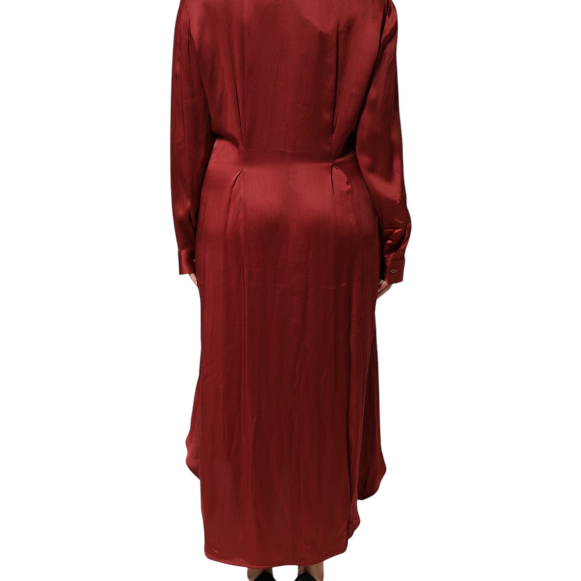 Fabiana Filippi Burgundy Acetate Viscose Satin Long Dress