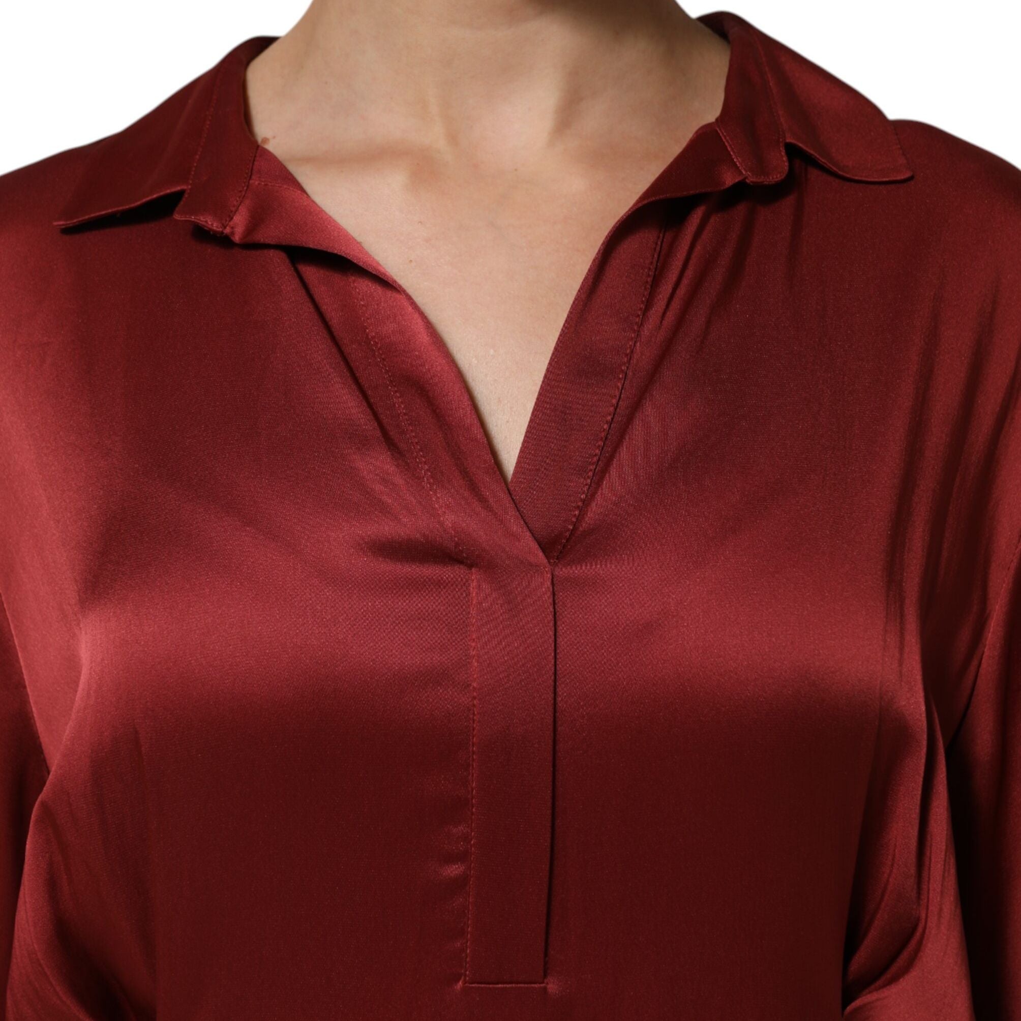 Fabiana Filippi Burgundy Acetate Viscose Satin Long Dress