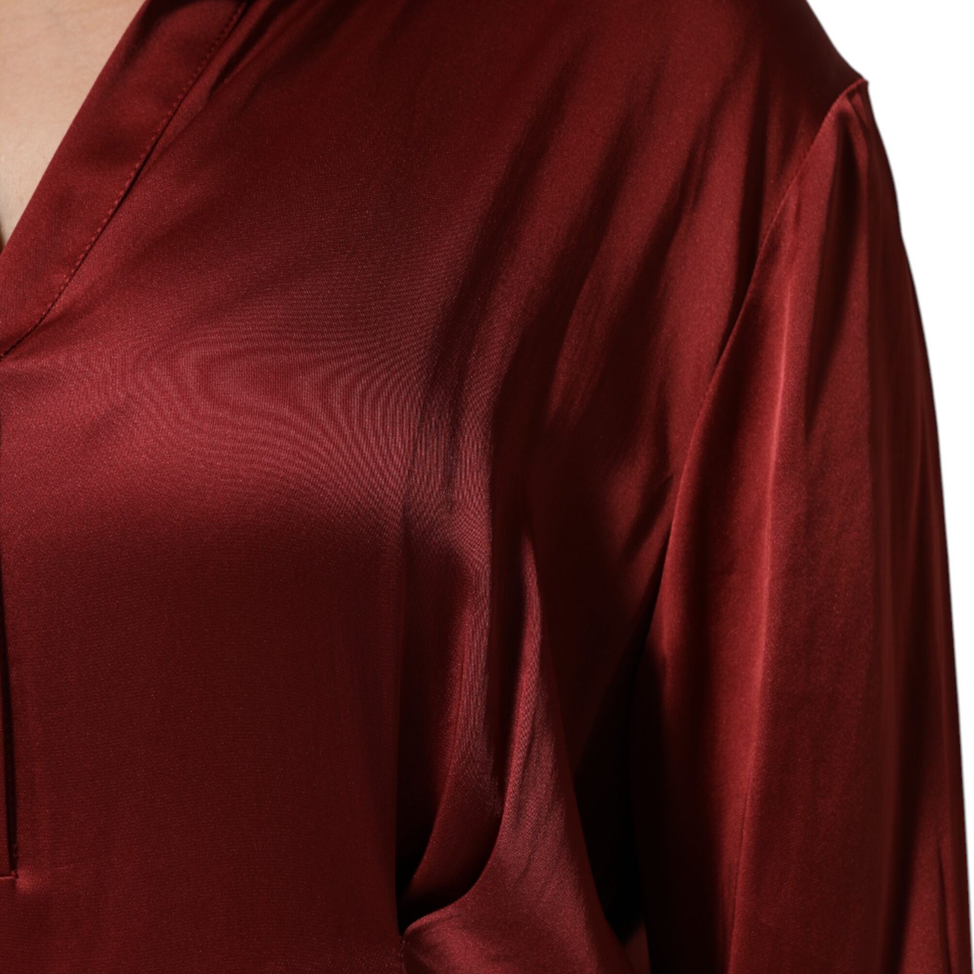 Fabiana Filippi Burgundy Acetate Viscose Satin Long Dress