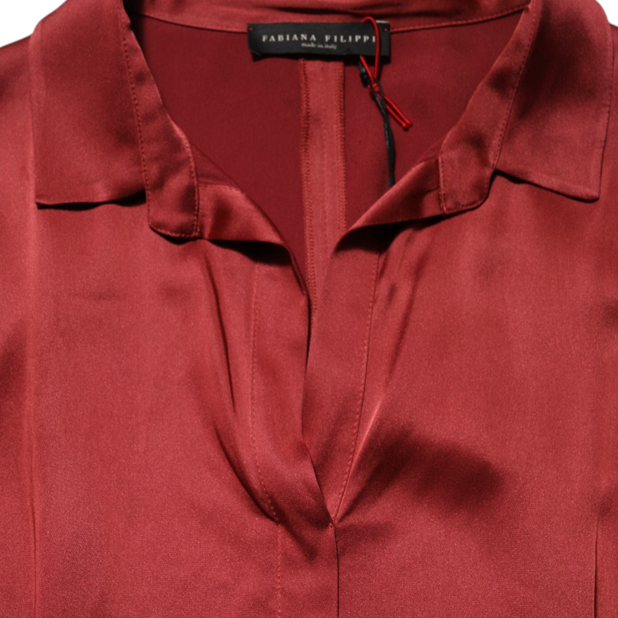 Fabiana Filippi Burgundy Acetate Viscose Satin Long Dress