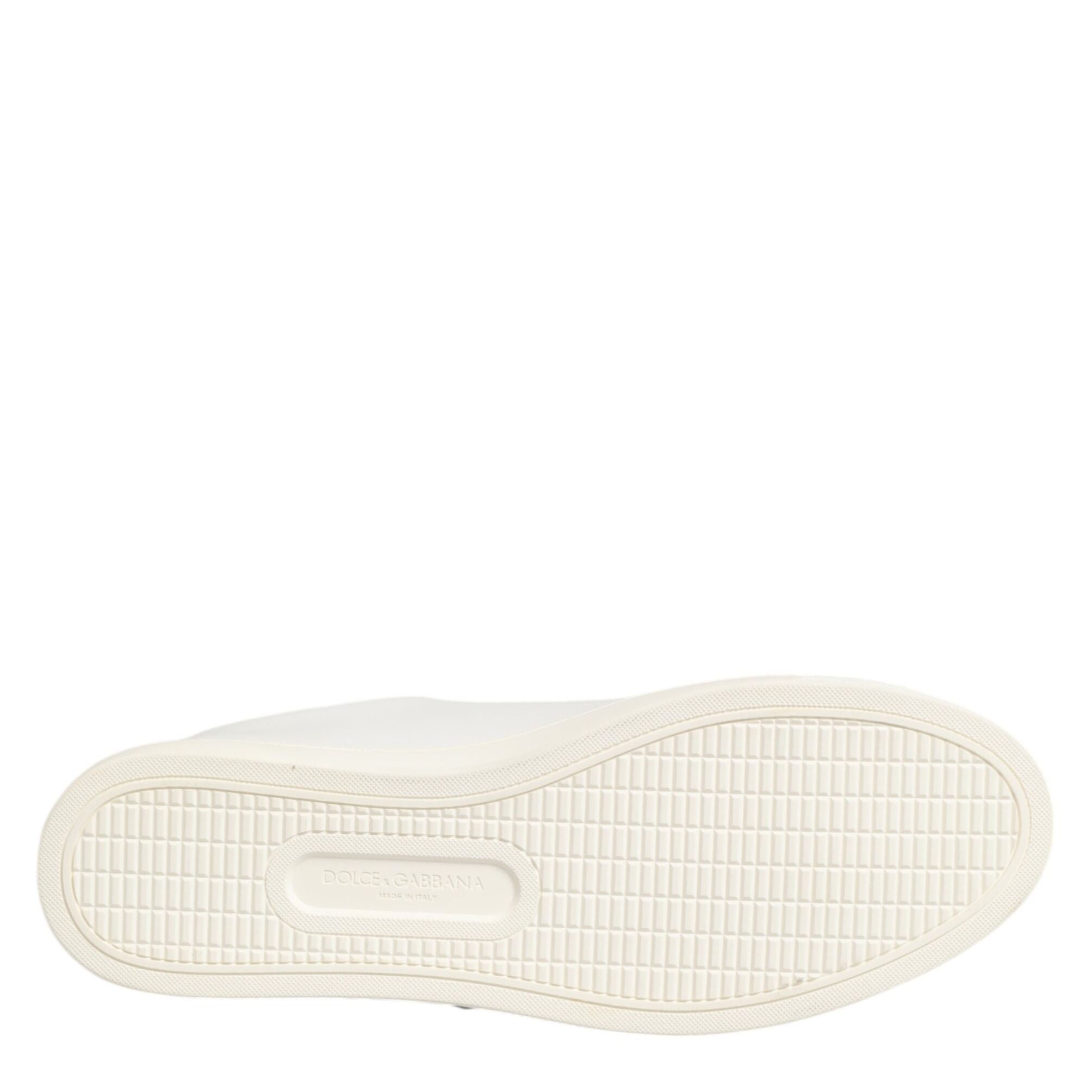 Dolce & Gabbana White Leather Sacred Heart Patch Sneakers Shoes