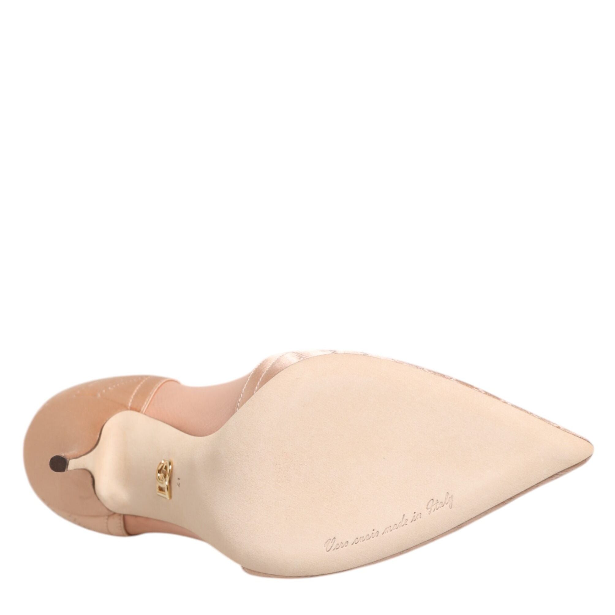 Dolce & Gabbana Cipria Nude Satin Mesh Stiletto Pumps Shoes