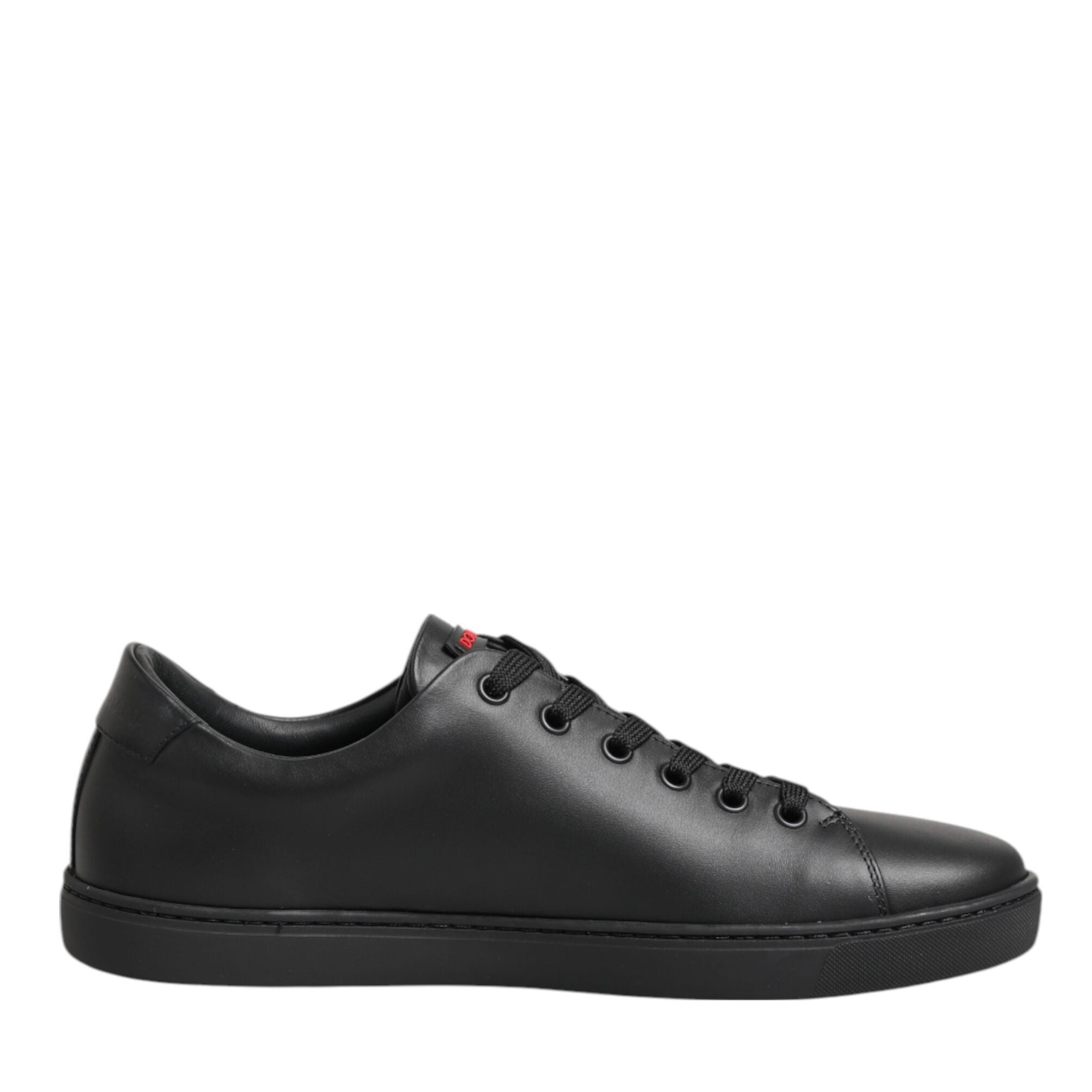 Dolce & Gabbana Black Leather Crystal Heart Low Top Sneakers  Shoes