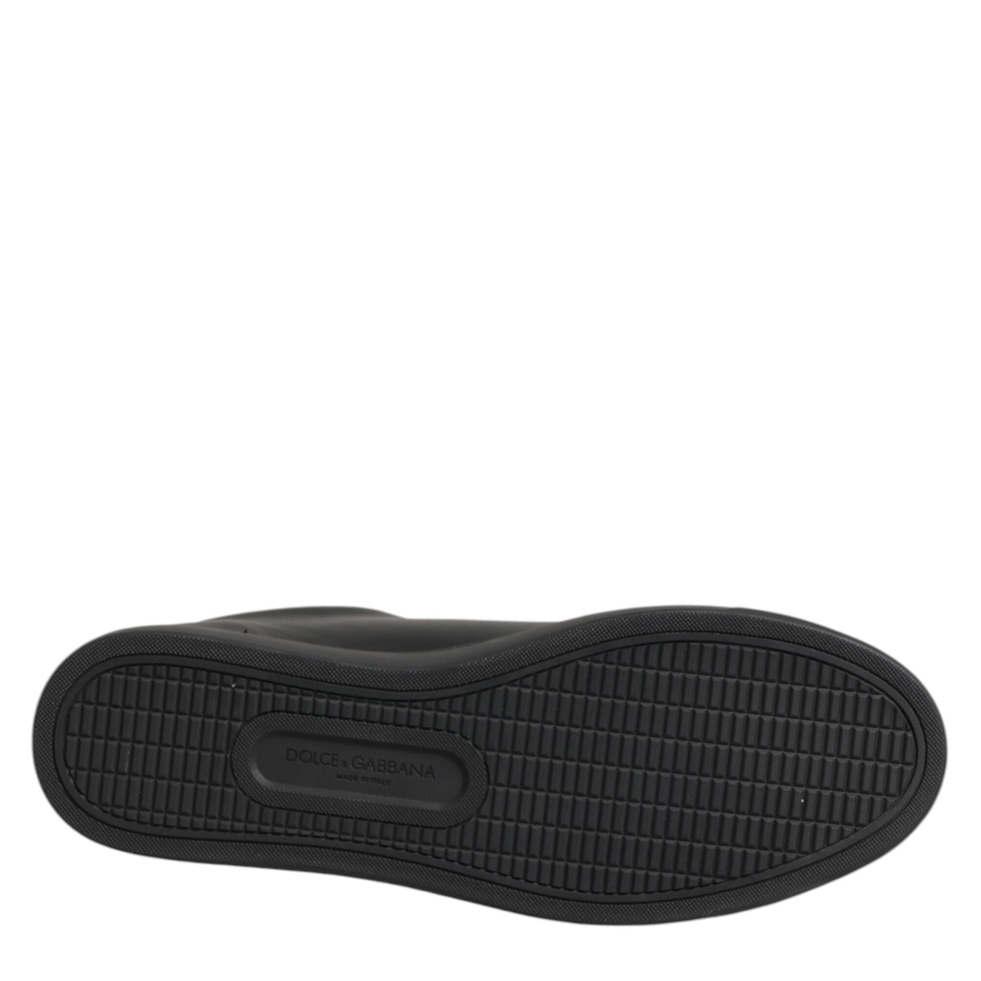 Dolce & Gabbana Black Leather Crystal Heart Low Top Sneakers  Shoes