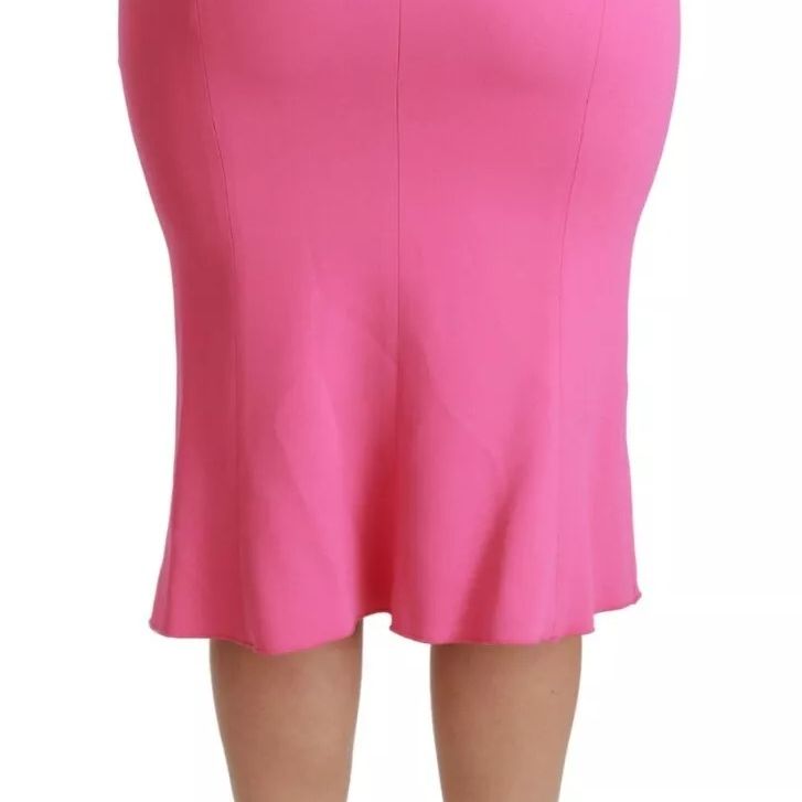 Dolce & Gabbana Pink High Waist Pencil Cut Midi Skirt