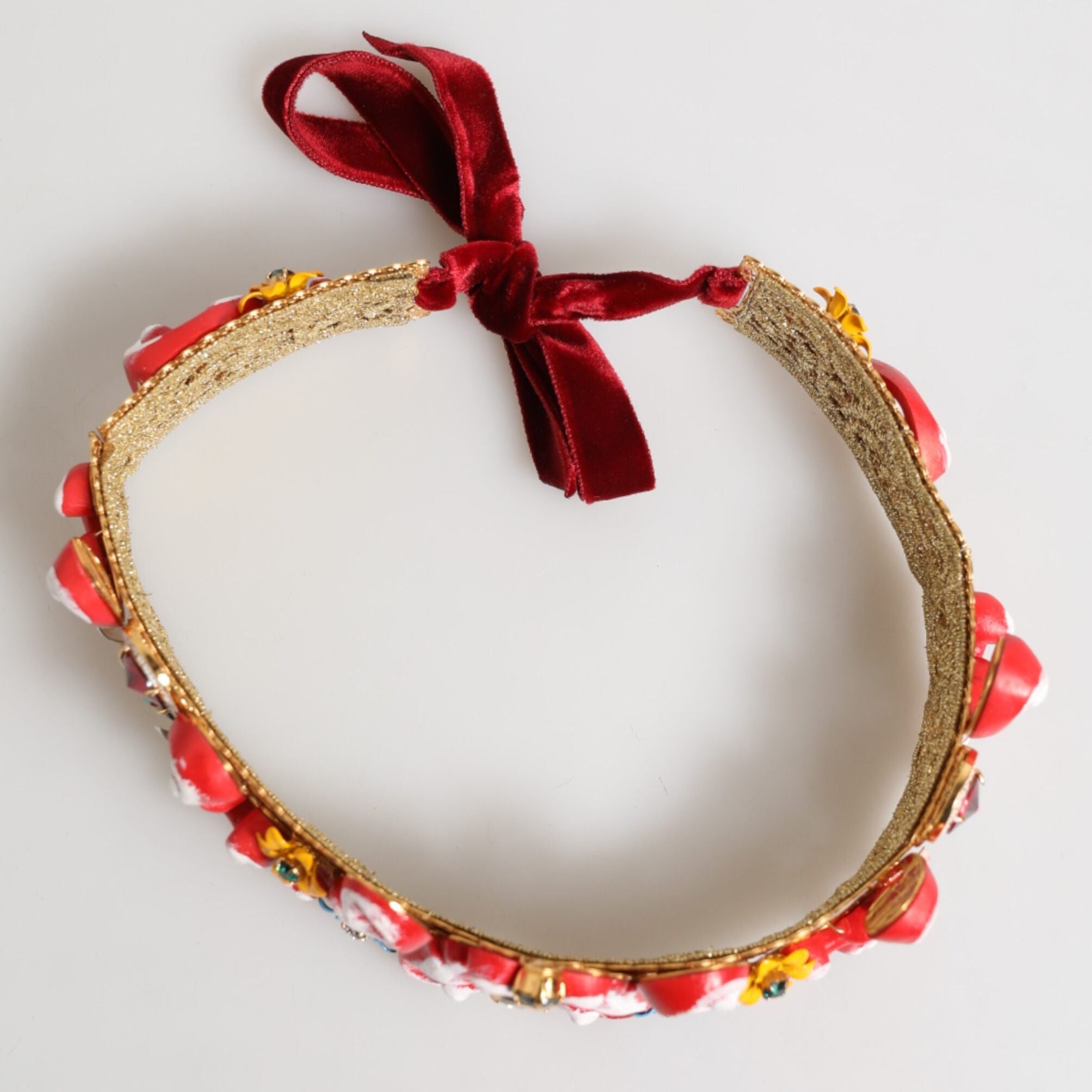 Dolce & Gabbana Red Carretto Multicolor Crystal Gold Tiara Crow Headband
