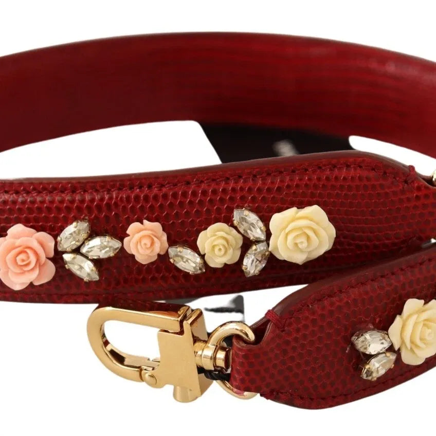 Dolce & Gabbana Floral Crystals Exotic Shoulder Strap Bag Accessory