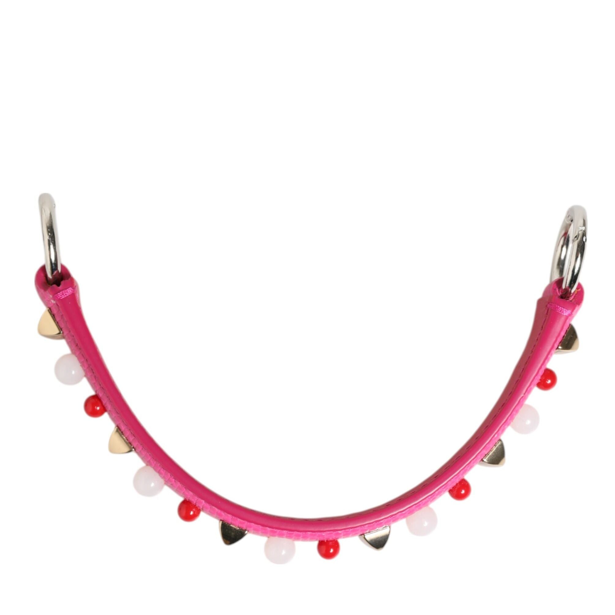 Dolce & Gabbana Pink Embellished Leather Bag Handle Women Shoulder Strap