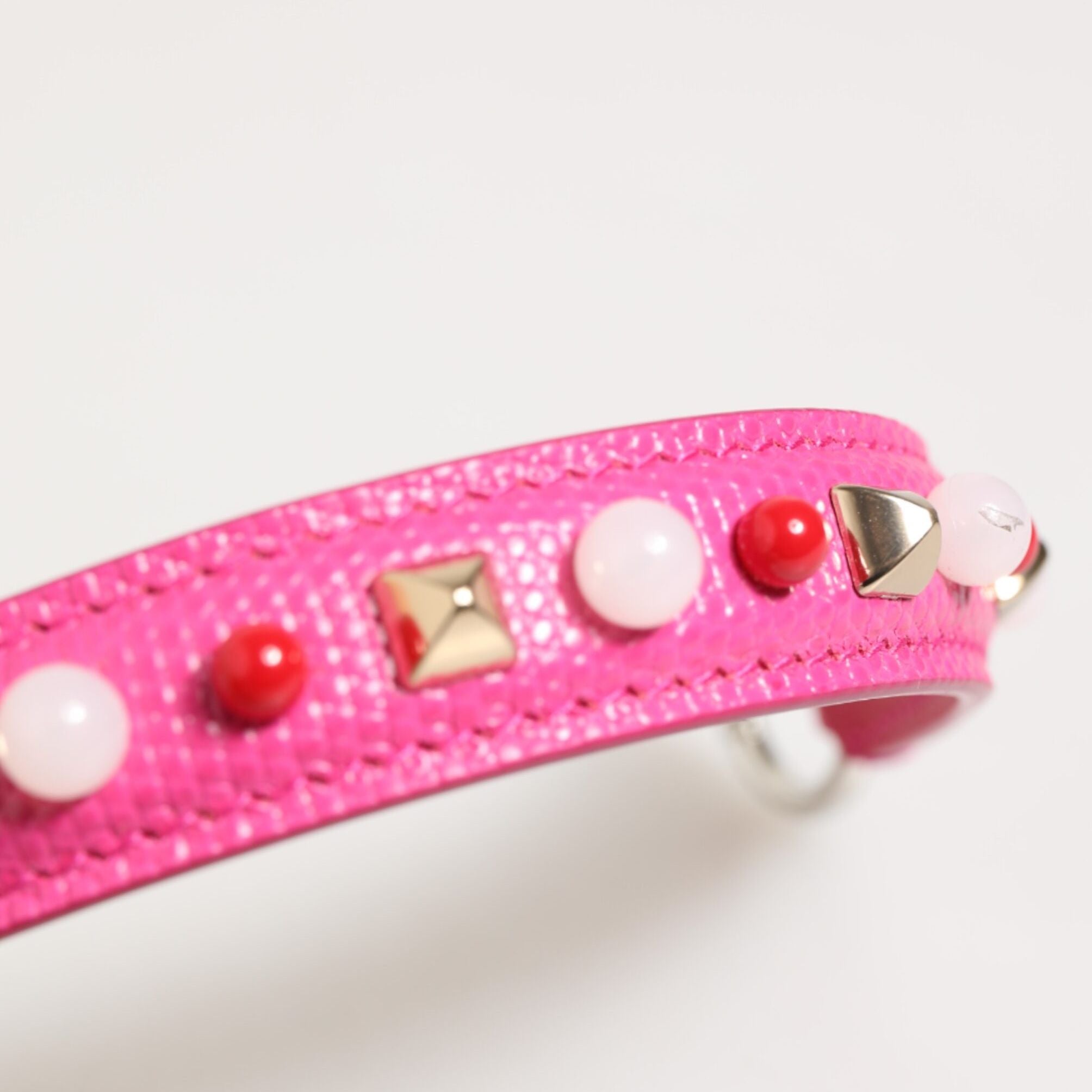 Dolce & Gabbana Pink Embellished Leather Bag Handle Women Shoulder Strap