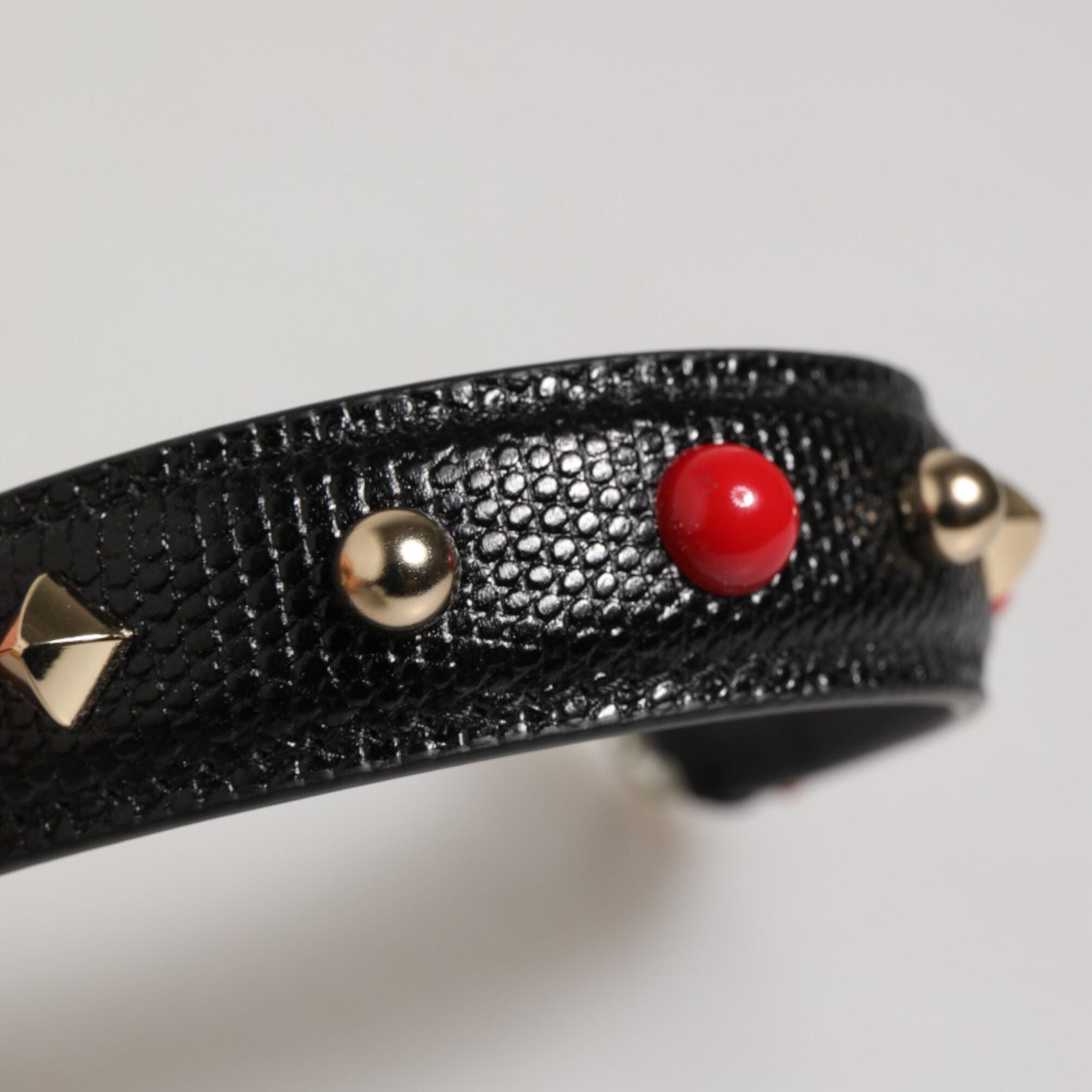 Dolce & Gabbana Black Embellished Leather Bag Handle Women Shoulder Strap