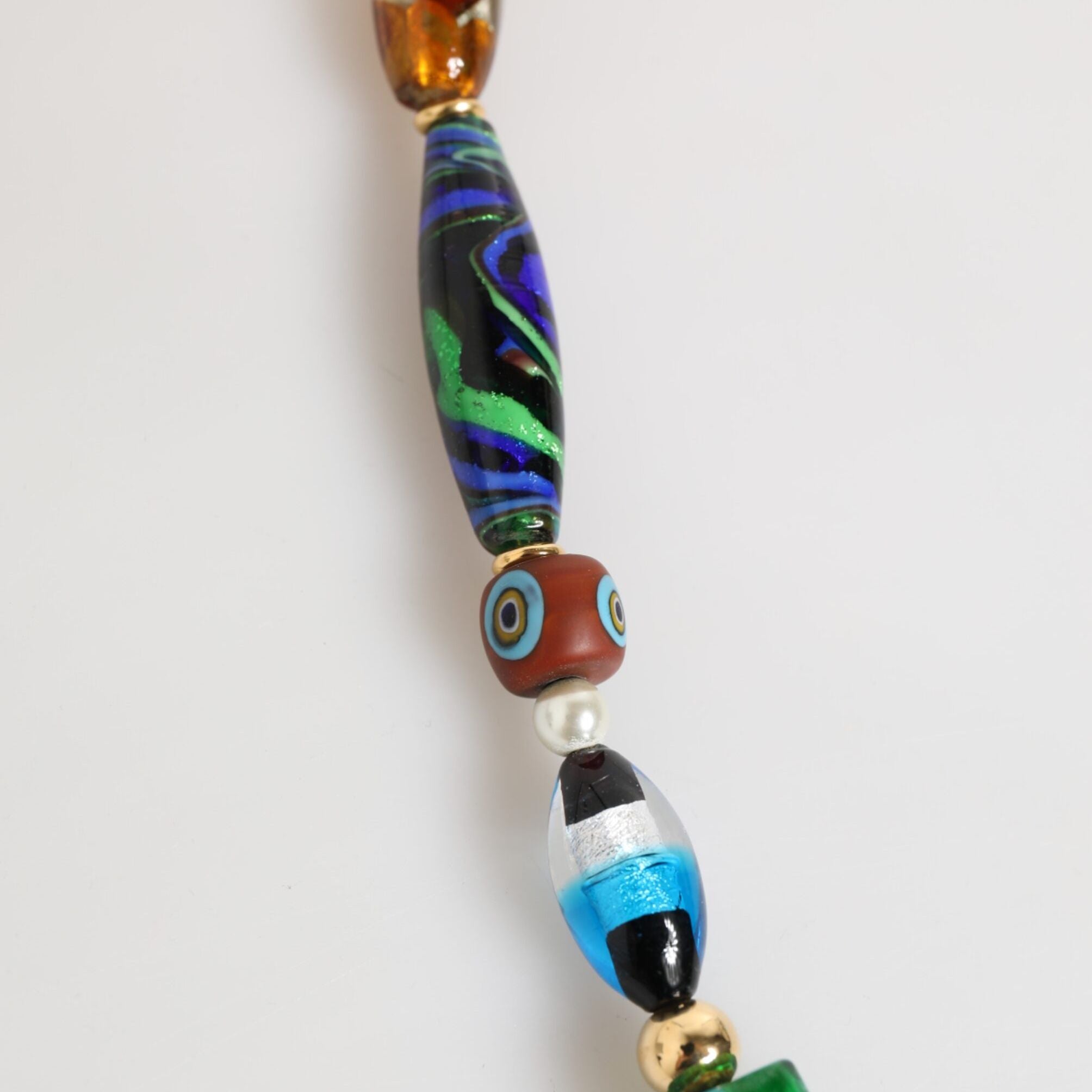 Dolce & Gabbana Multicolor Murano Glass Beads Gold Chain Jewelry Necklace