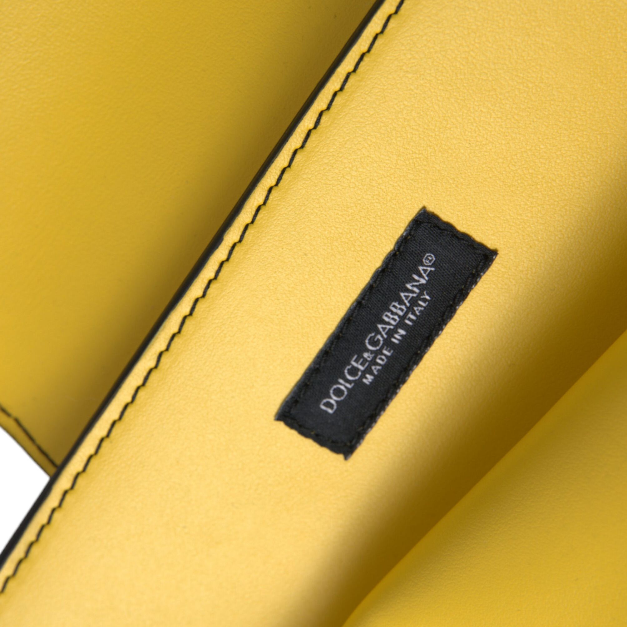 Dolce & Gabbana Yellow Smooth Leather DG Logo Clutch Crossbody Case Bag