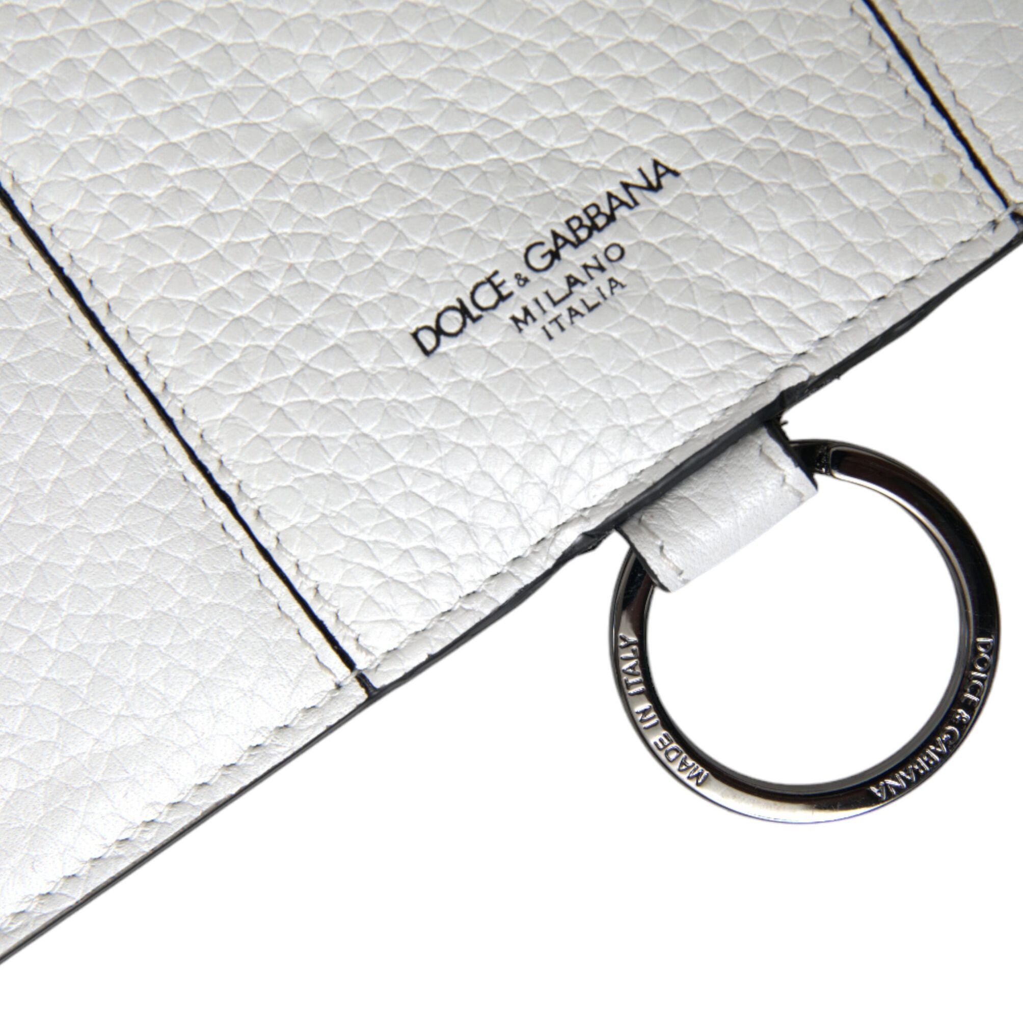 Dolce & Gabbana White Calfskin Leather Large Crossbody Card Holder Wallet