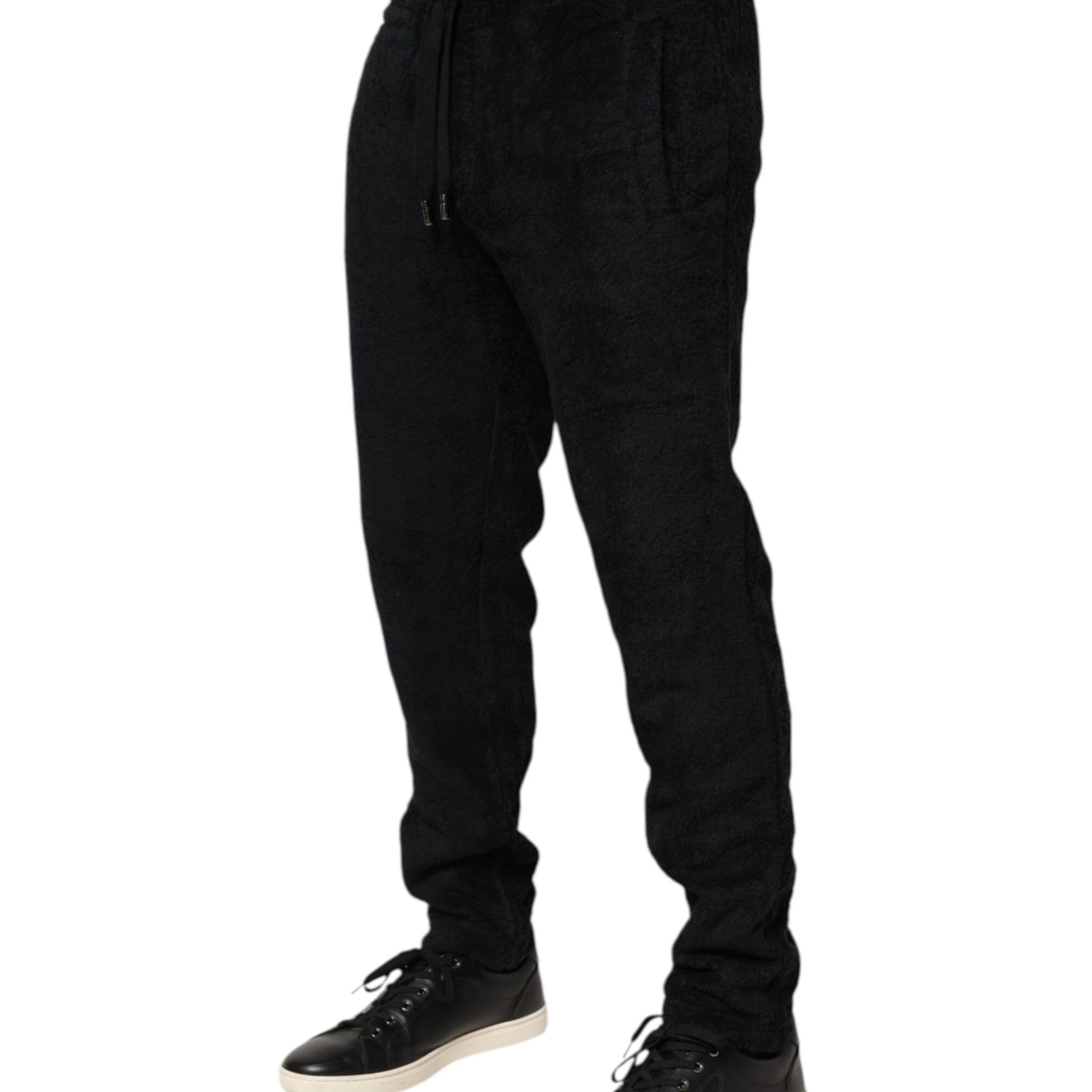 Dolce & Gabbana Black Cotton Logo Men Jogger Sweatpants Pants