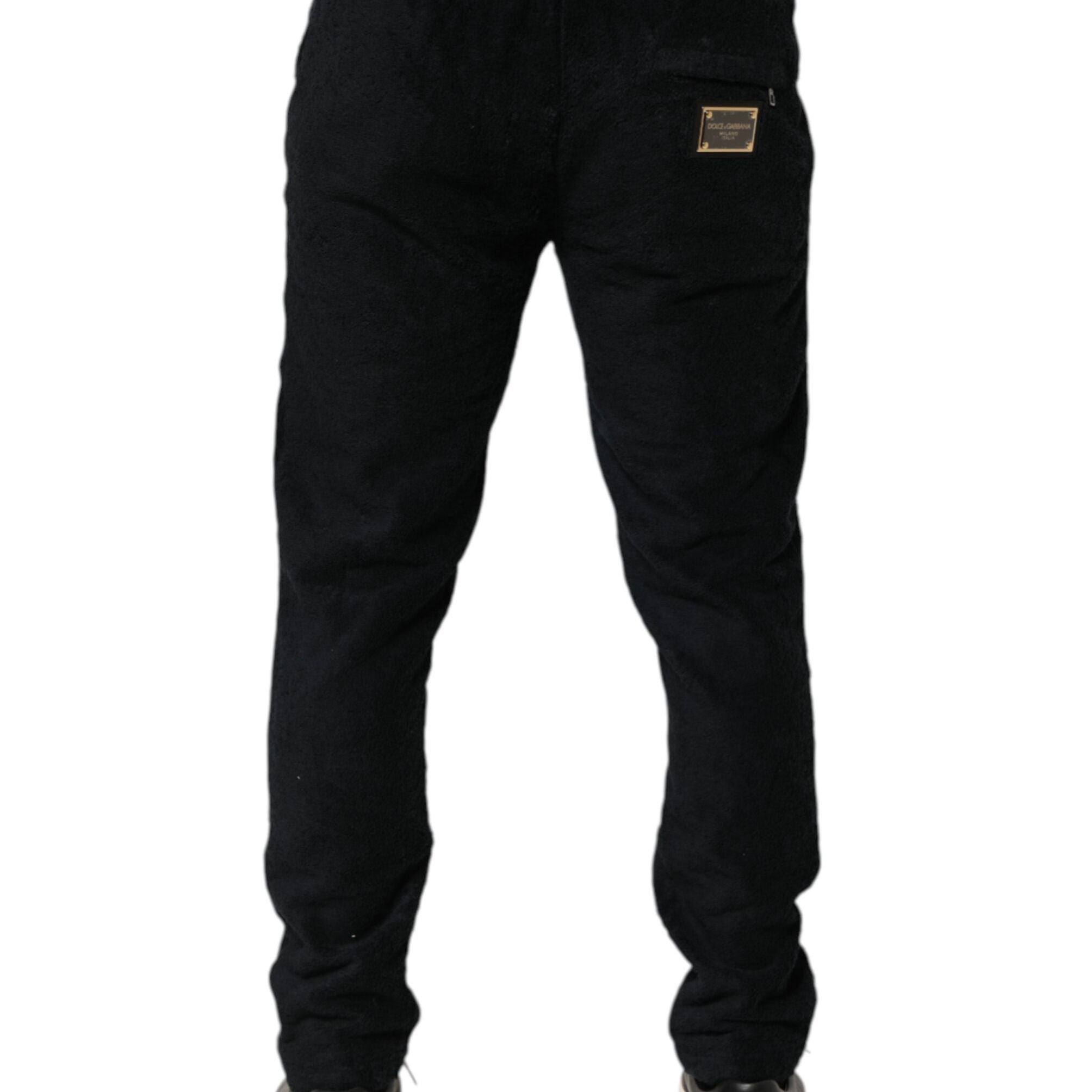 Dolce & Gabbana Black Cotton Logo Men Jogger Sweatpants Pants