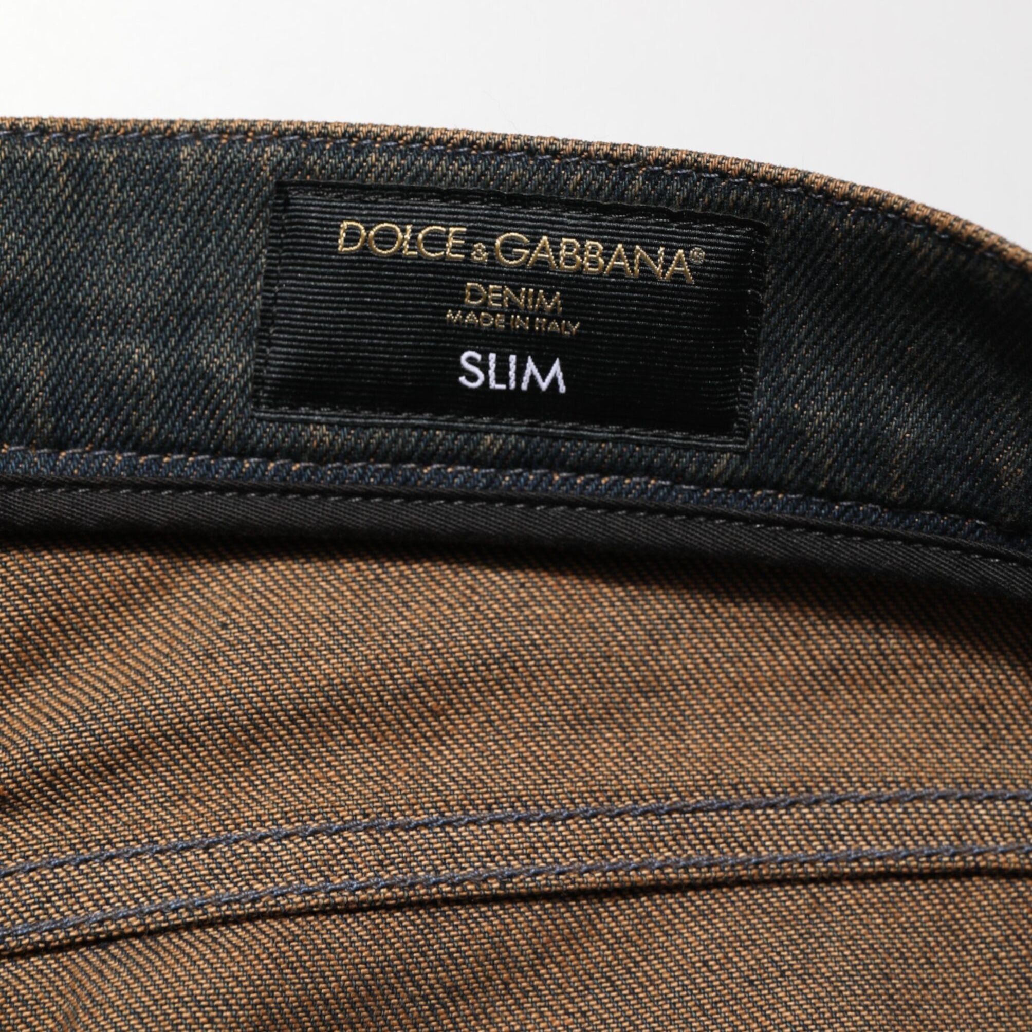 Dolce & Gabbana Dark Brown Tattered Cotton Skinny Denim Jeans