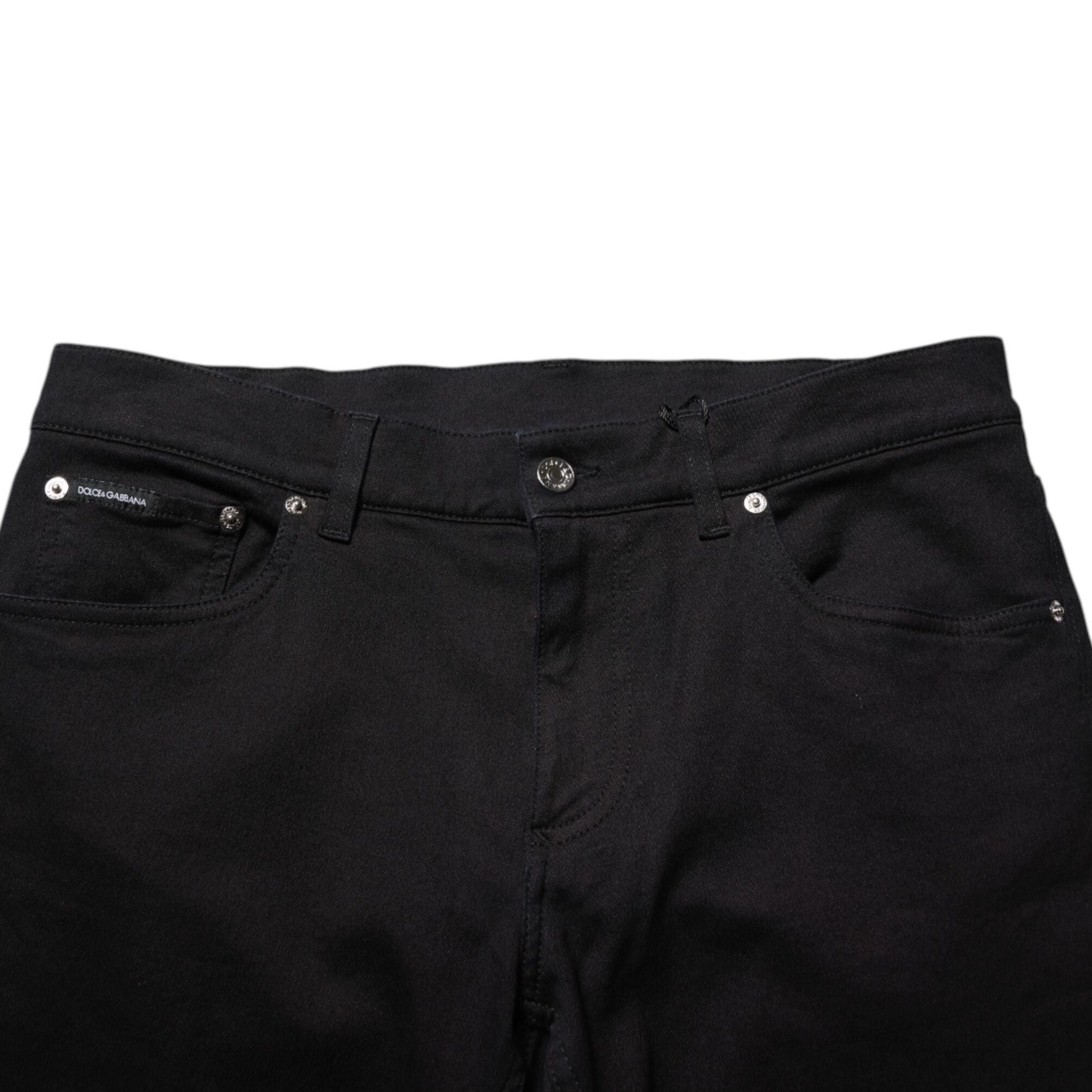 Dolce & Gabbana Black Cotton Blend Skinny Men Trouser Pants