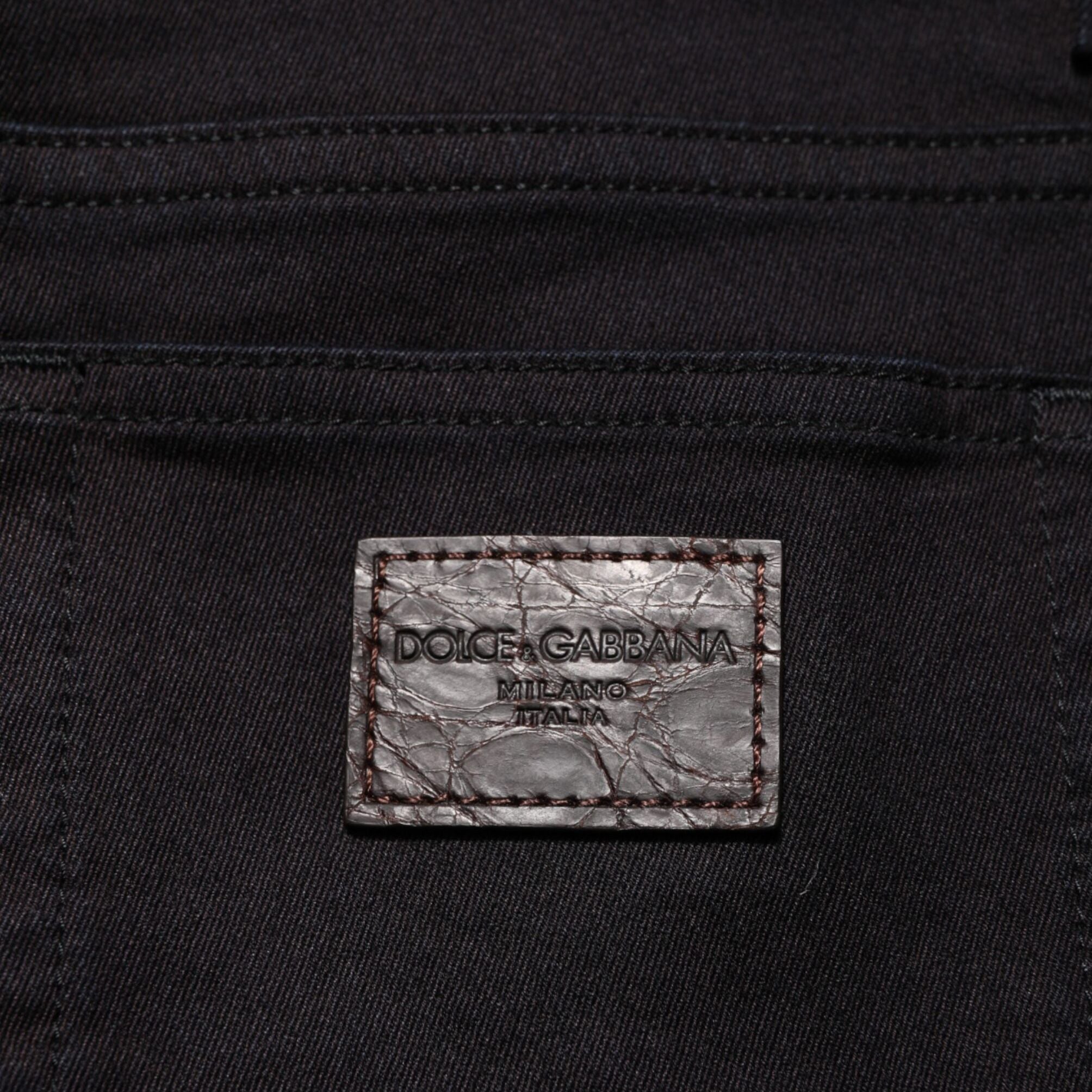 Dolce & Gabbana Black Cotton Blend Skinny Men Trouser Pants