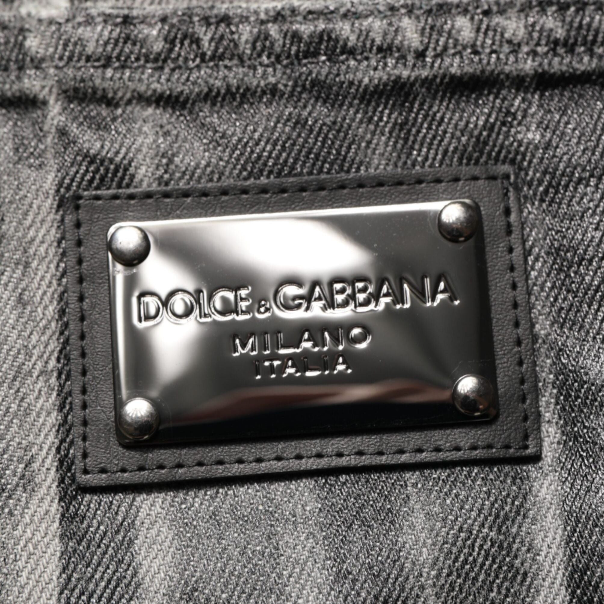 Dolce & Gabbana Black Grey Graphic Print Denim Pants Jeans