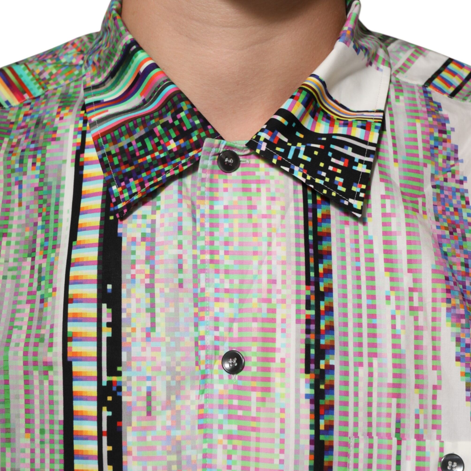 Dolce & Gabbana Multicolor Graphic Collared Casual Shirt