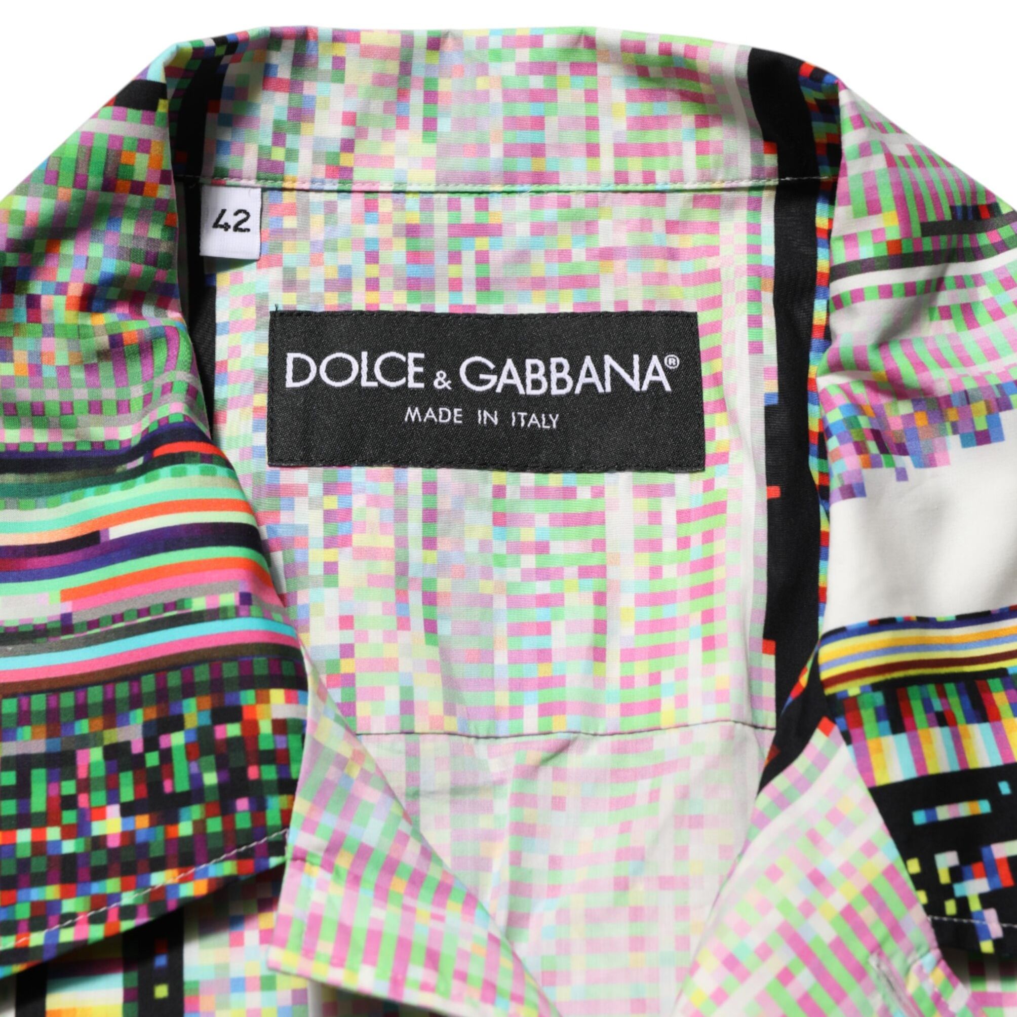 Dolce & Gabbana Multicolor Graphic Collared Casual Shirt