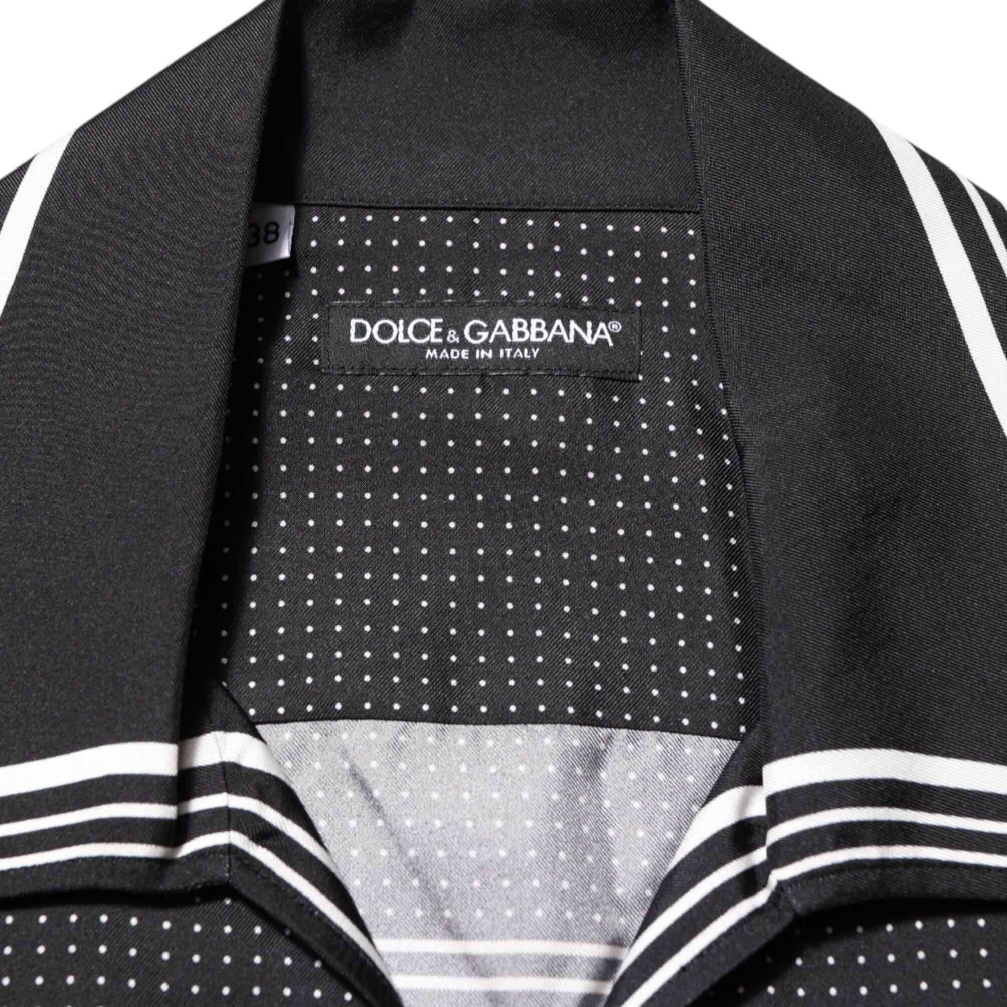 Dolce & Gabbana Black White StripeDot Print Casual Polo Shirt