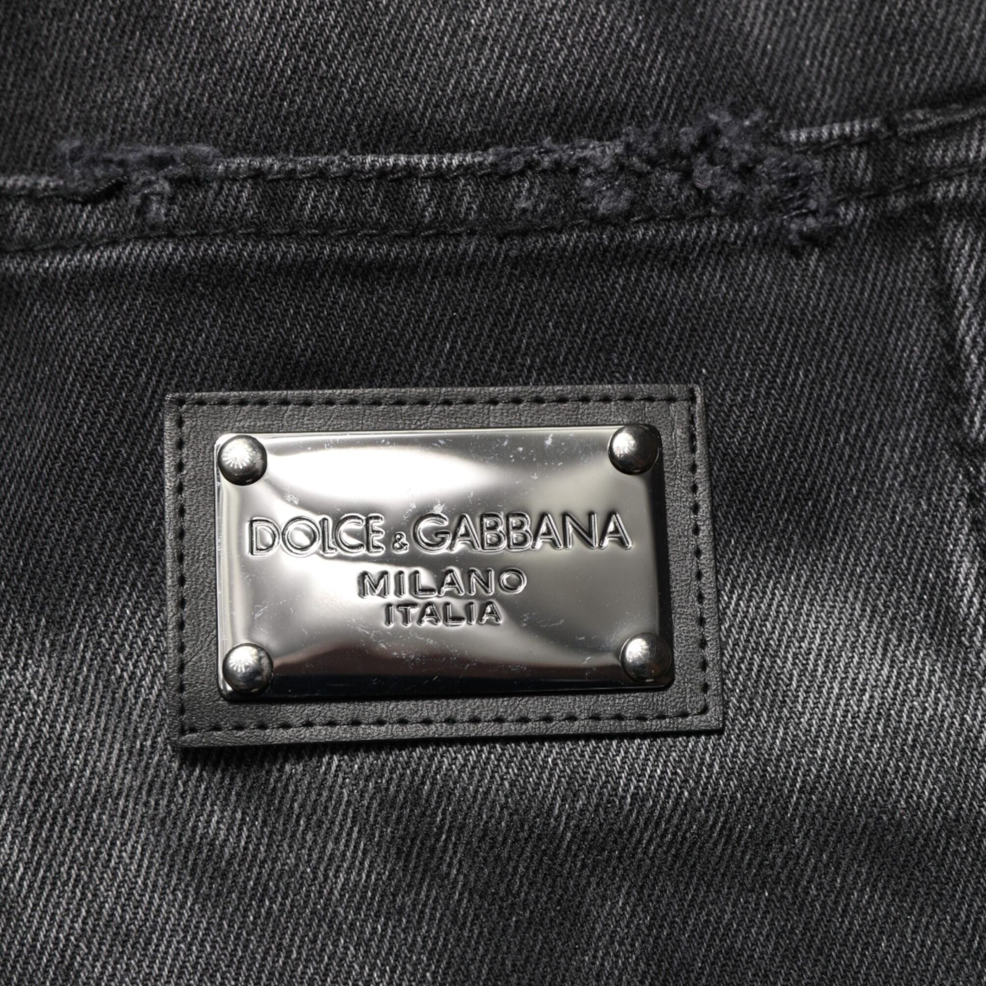 Dolce & Gabbana Black Marbled Effect Straight Men Denim Jeans